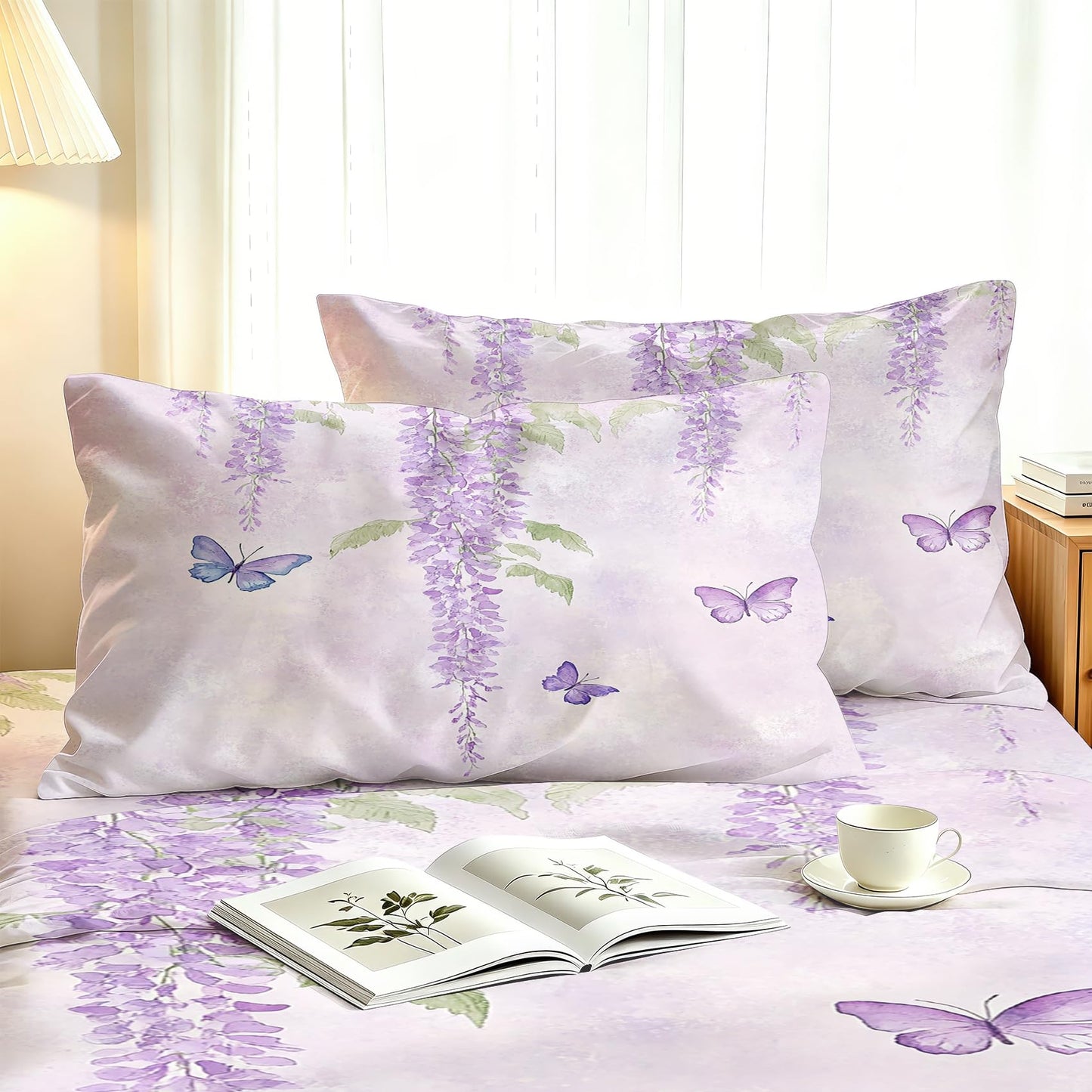 Butterfly Full Sheet Set Wisteria Flat Fitted Sheet Sets