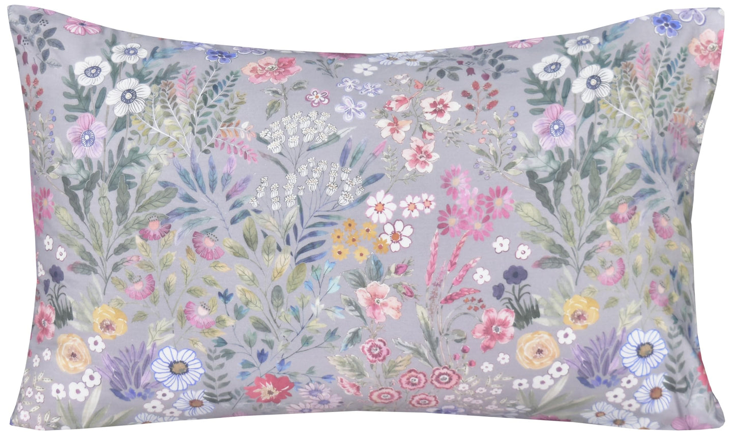 J-pinno Watercolor Flowers Elegant Grey Bloom Botanical Floral Wildflower Aesthetic Cute Sheet Set for Kids Girls Teens 100% Cotton Flat Sheet + Fitted Sheet + Pillowcase Bedding (Flower Garden, Full)