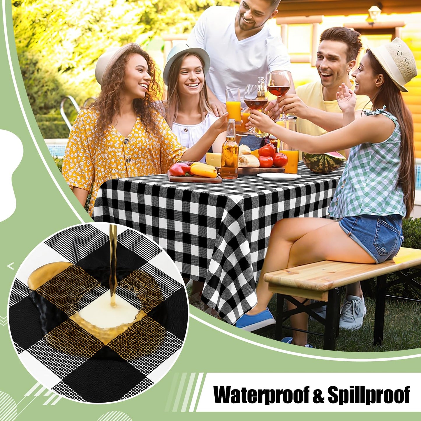 misaya 3 Packs Buffalo Disposable Table Cloth, 54 x 108 Inch Waterproof Plastic Tablecloth, Rectangle Black and White Checkered Table Covers for Picnic, Birthday, Party, Back to School