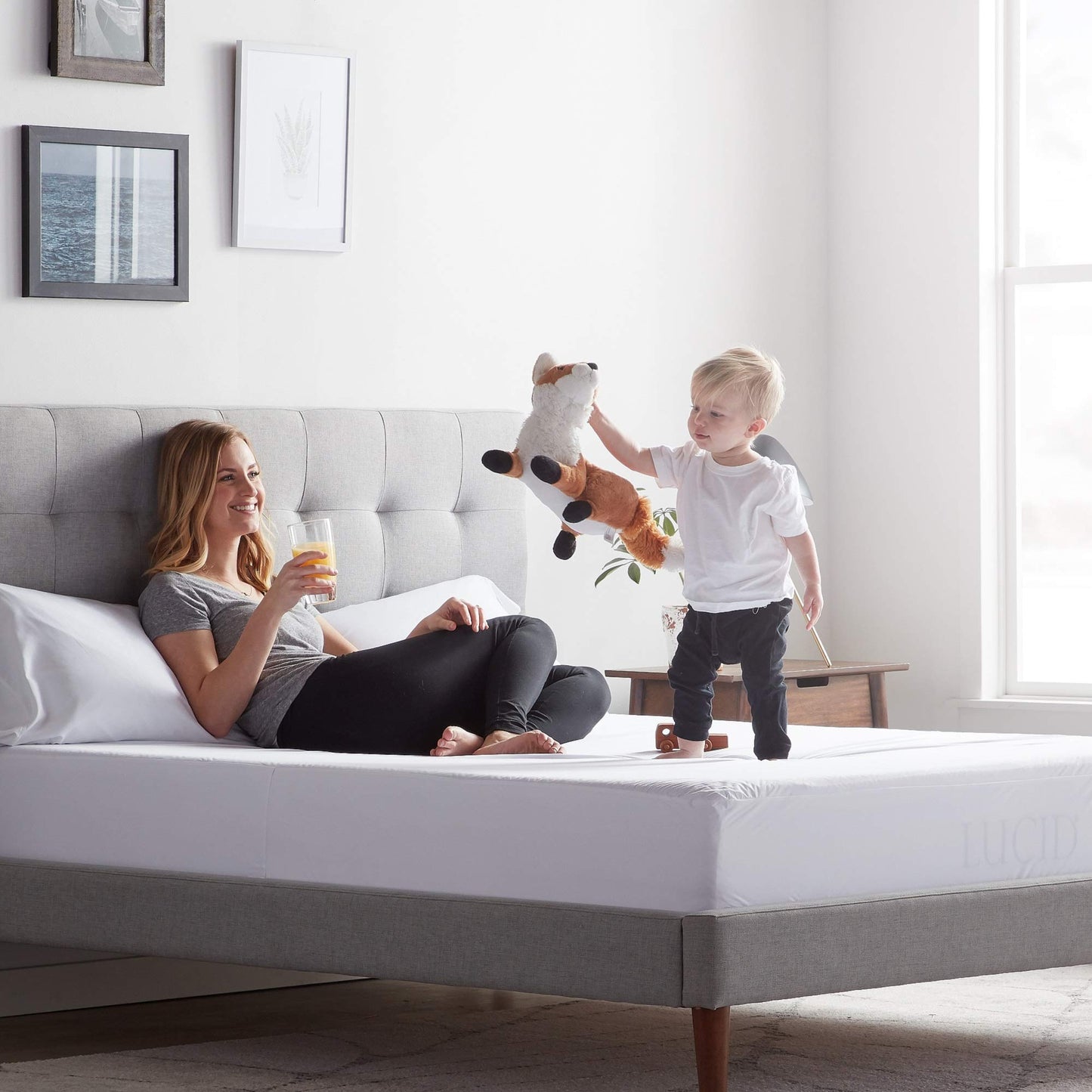 LUCID Zippered Mattress Encasement – Waterproof Full Size Mattress Protector – Fits Mattresses 6 to 18 Inches with Secure Elastic – Shields All 6 Sides – Quiet cover – White