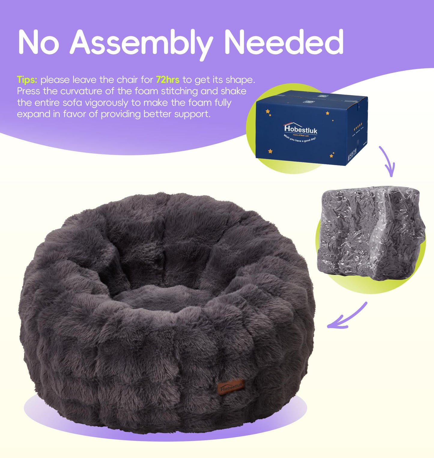Hobestluk Bean Bag Chair for Kids Toddler Bean Bag Chair with Memory Foam Filler Beanbag with Spacious Design Bean Bag Couch for Reading Gaming Relaxing (Dark Grey, Medium)