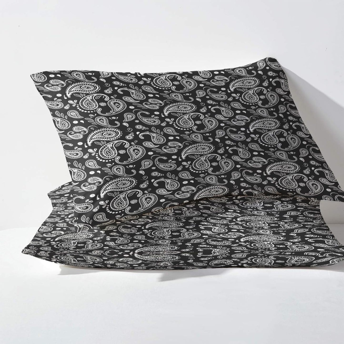 NOGAWA Black Bandana Bed Sheets, Paisley Sheets & Bedroom Decor, Full Sheets Set Boho Bohemian, 16 Inch Deep Pocket Fitted Sheet & Flat Sheet, Bedding Sheets & Pillowcases