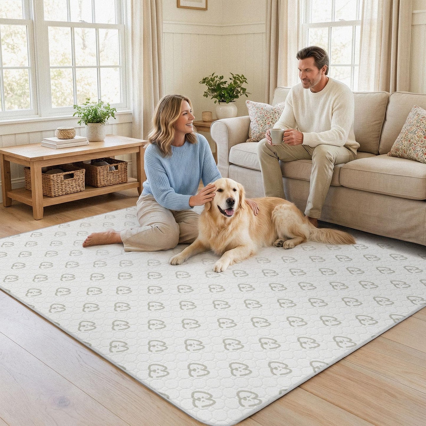 FXW Washable Pee Pads for Dogs, Puppy Pads with Super Absorbent, Specifically Designed for FXW Rollick/Homeplus 24inch 8 Panels Dog Playpen, 63" Square, Khaki, 1 Pack