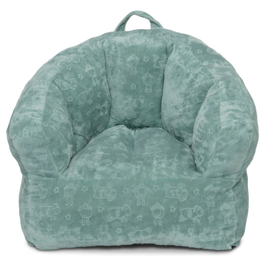 Delta Children - Serta Kids Plush Barrel Toddler Chair, Soft Foam Chair Bean Bag Chair Alternative for Boys and Girls, Cozy Seat for Reading, Watching Cartoons, Playroom Nursery Bedroom, Sage