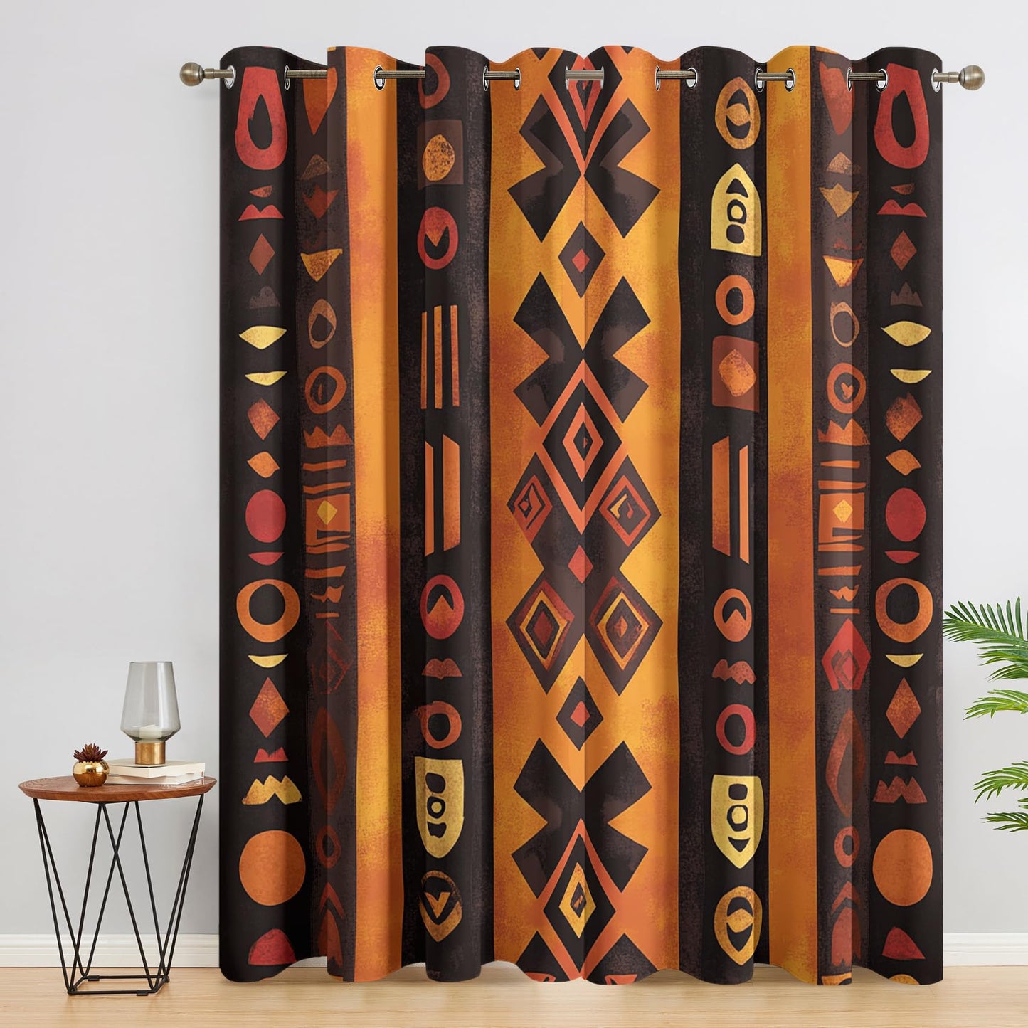 NejZoltrix African Curtains, Ethnic Tribal Window Curtains, Bohemian Geometric Blackout Curtains 84 Inch Length, Thermal Grommet Drapes for Bedroom Living Room, 2 Panels Set
