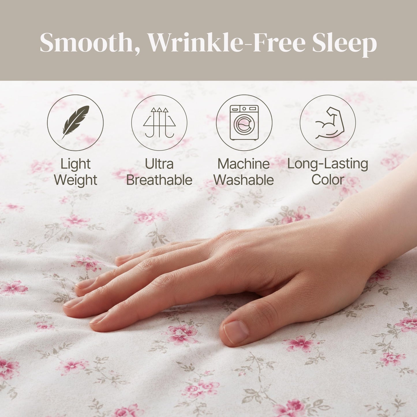 Modern Threads 4-Piece Ultra Soft Microfiber Bed Sheets Set, Wrinkle Free Sheets with Deep Pockets Fitted Sheet, Flat Sheet & Pillowcases, Lightweight Breathable Bedding, Floral Rose, Full