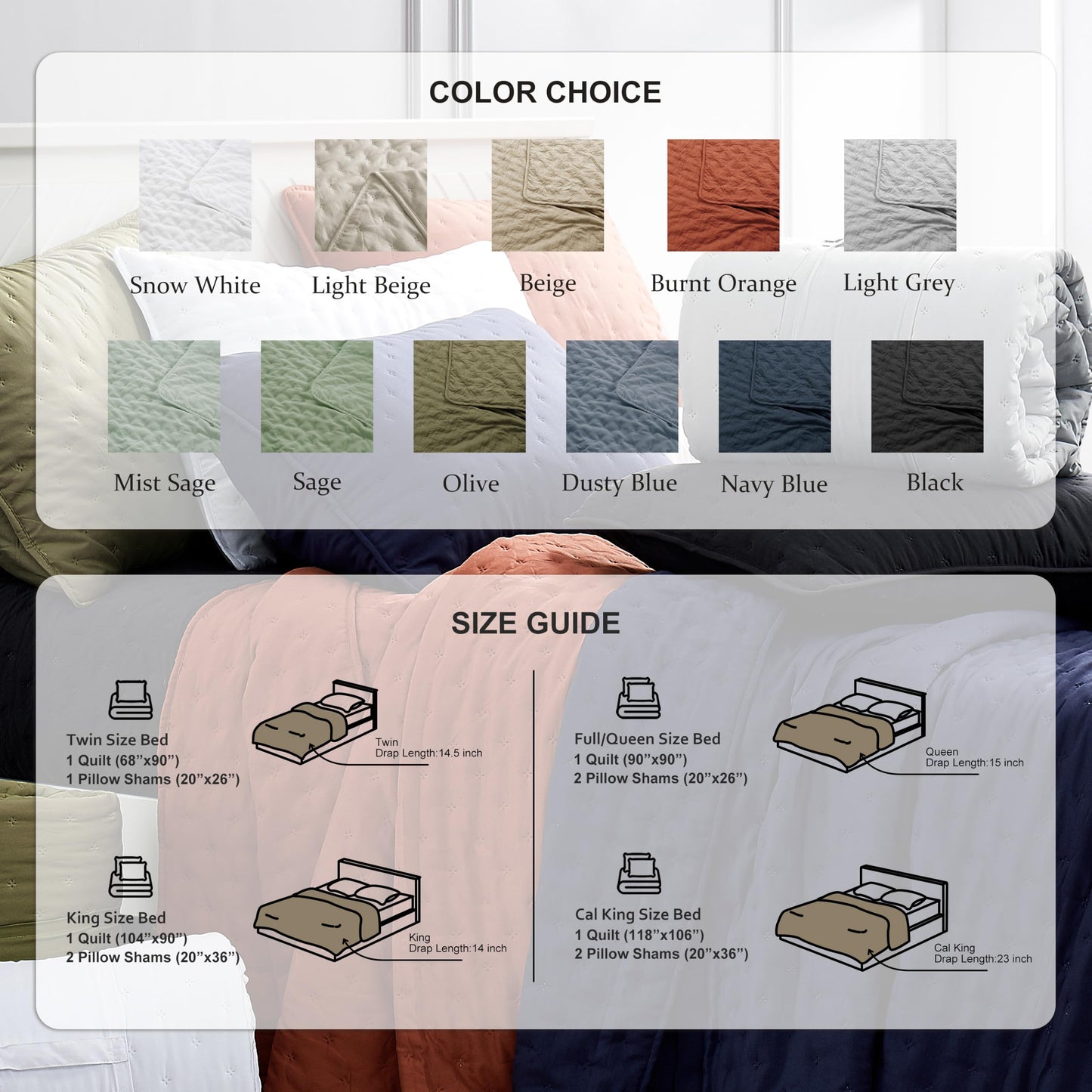 ROARINGWILD Navy Blue Twin Size Quilt Bedding Set with Pillow Sham, Lightweight Soft Bedspread Coverlet, Quilted Blanket Thin Comforter Bed Cover, All Season, 2 Piece, 68x90 inches