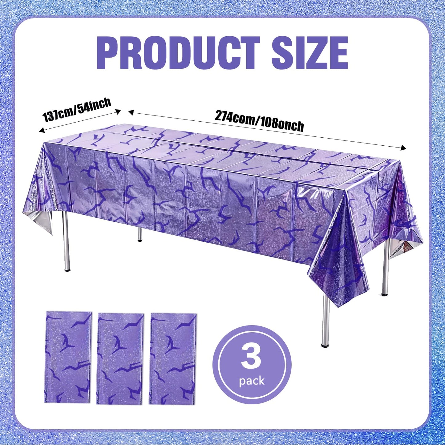 3pcs Music Tablecloths Birthday Party Decorations Music Disposable Plastic Sparkling Holographic Laser Table Cloth Rectangle Table Covers Party Supplies for Kids Girls Birthday Decor 54 * 108inch