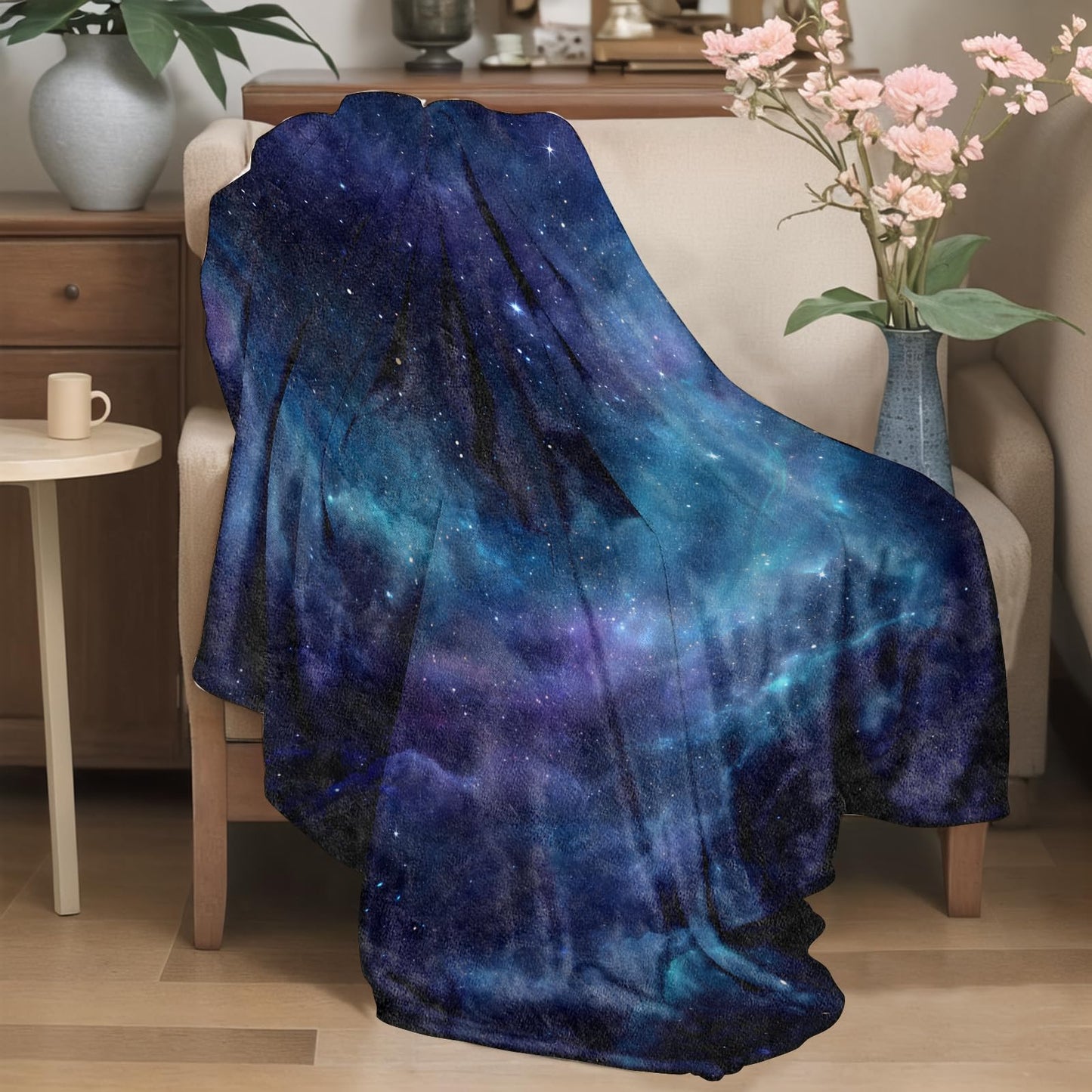 YCUFN Mystical Galaxy Flannel Blanket 50"x60" Starry Sky and Cosmic Cloud Lightweight Throw Blankets Birthday for Astronomy Lovers Office Bedroom Sofa Travel Home Decorate