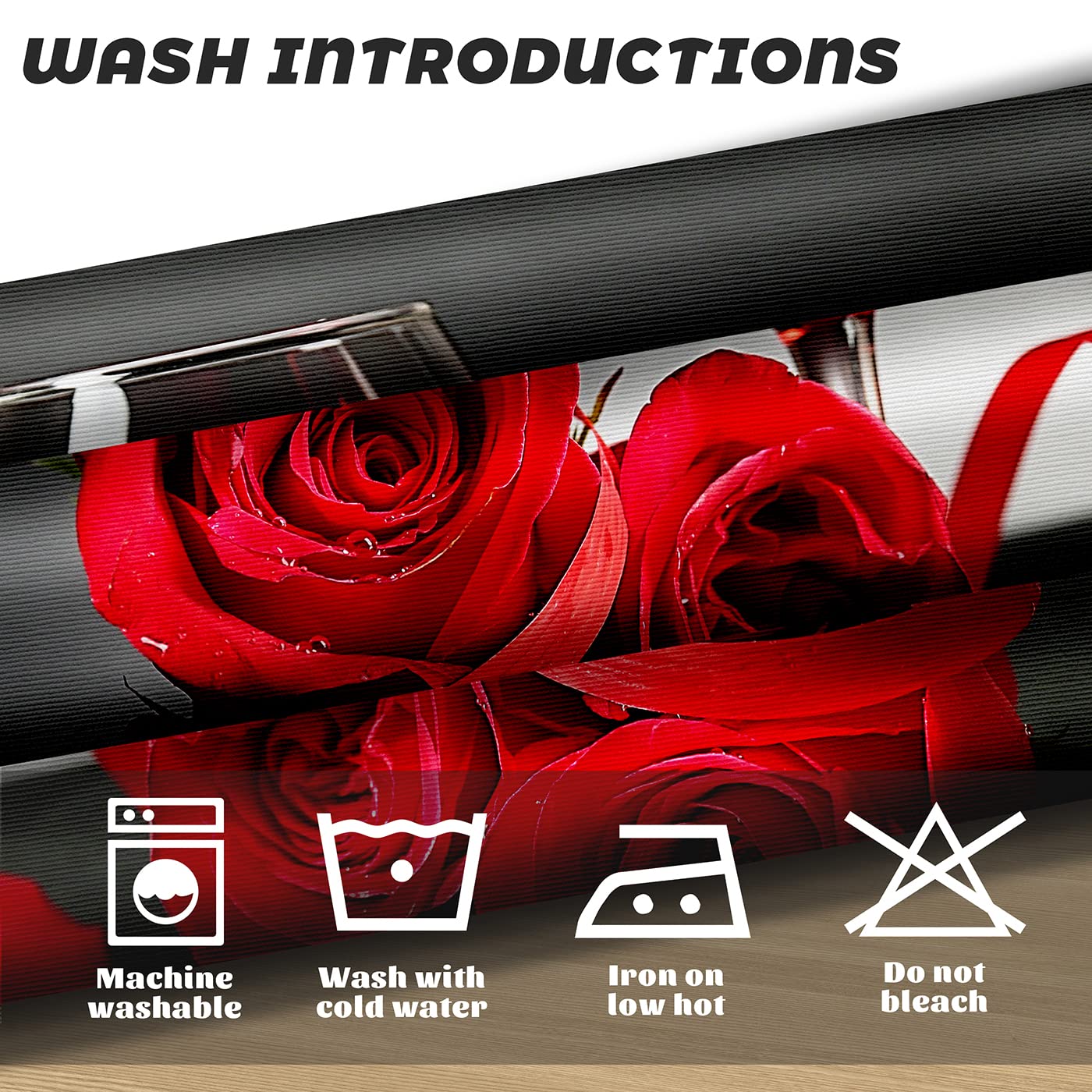 FNLNDO Red Wine Rose Kitchen Curtains and Valances Set 3 Pieces Red Rose Kitchen Curtains Floral Window Treatments for Cafe Living Room