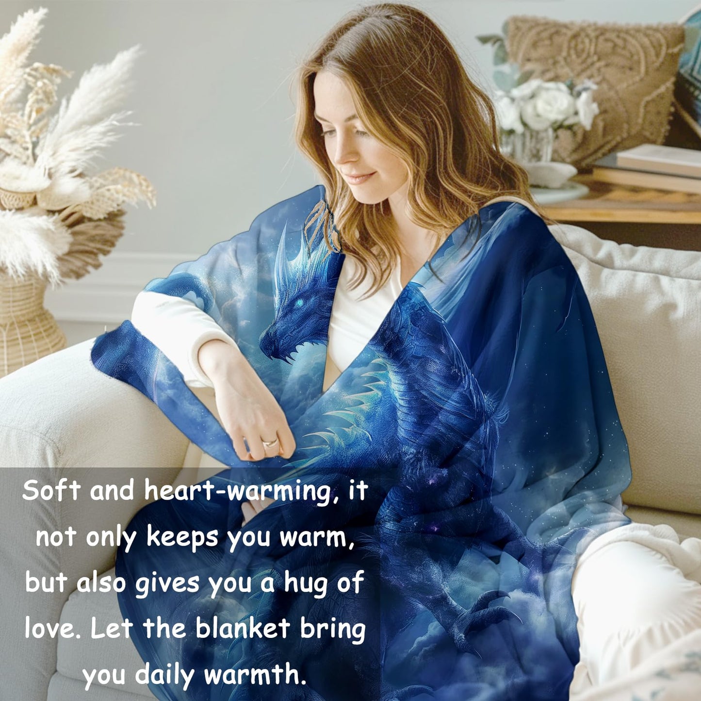 VANZEV Mystical Dragon Blanket, 50"x60" Flannel Fleece Throw for Kids & Adults, Ultra-Soft and Warm Home Decor, Dragon Gifts