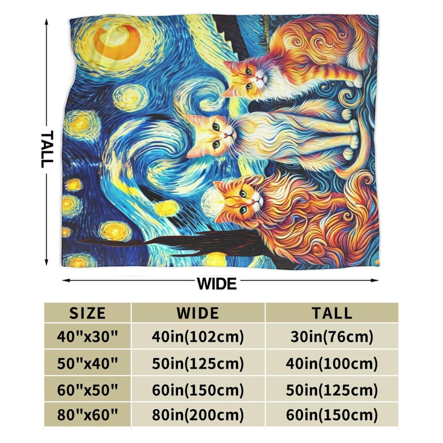 Cat Blanket Starry Night Throw Blanket Soft Warm Cozy Fuzzy Plush Kitten Throw Blanket Gifts for Girls Women Cats Lightweight Fleece Flannel Gift Blankets for Kids Adults 40"X50"