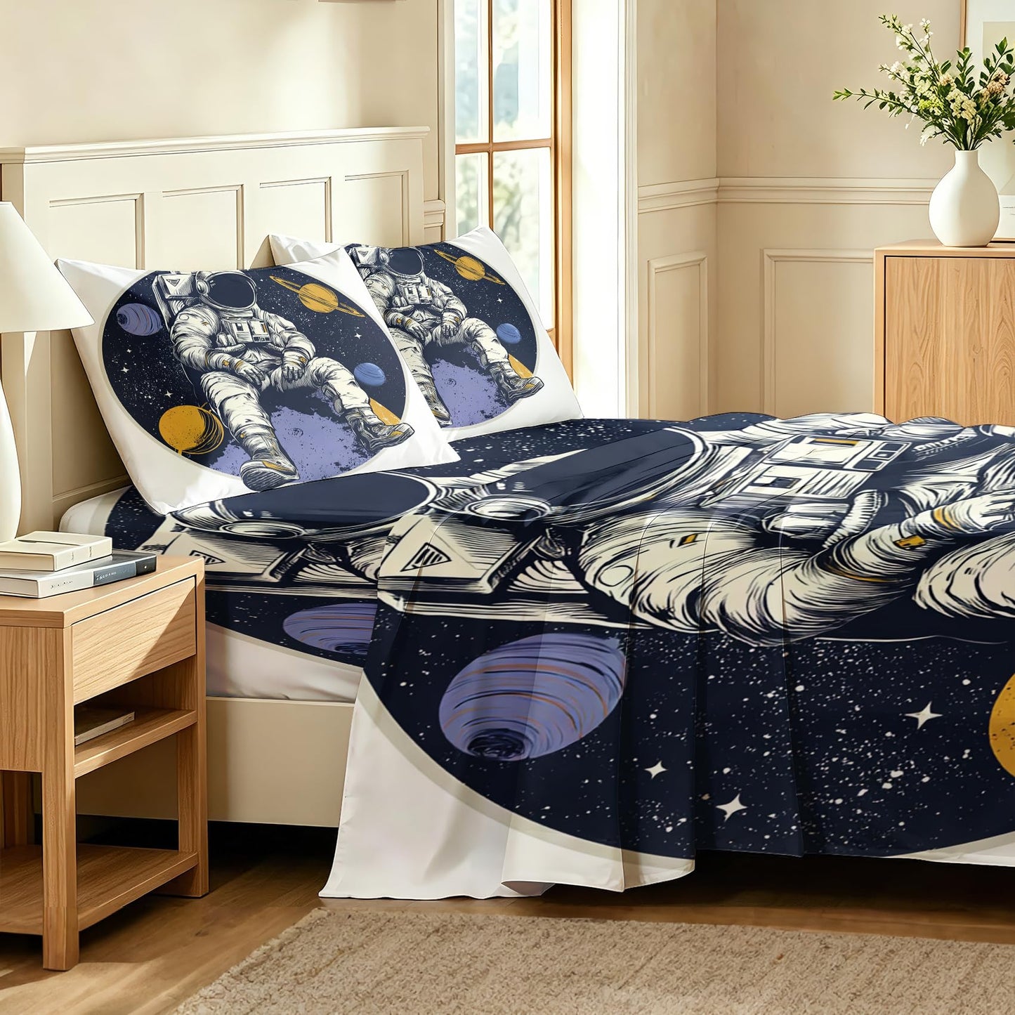 Astronaut Queen Bedding Set Boys Spaces Sheet Sets