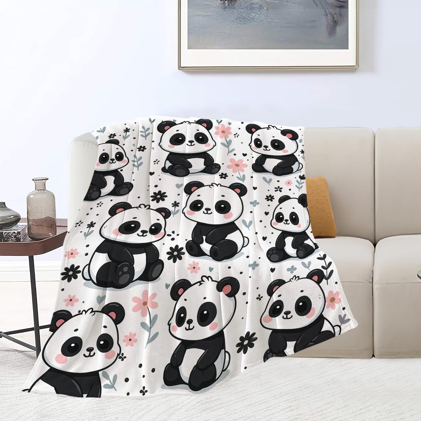 Panda Blanket Cute Pandas Throw Blanket Soft Warm Cozy Fleece Fuzzy Plush Flannel Blankets Gifts for Girls Women Boys Kids Adults 40"X50"