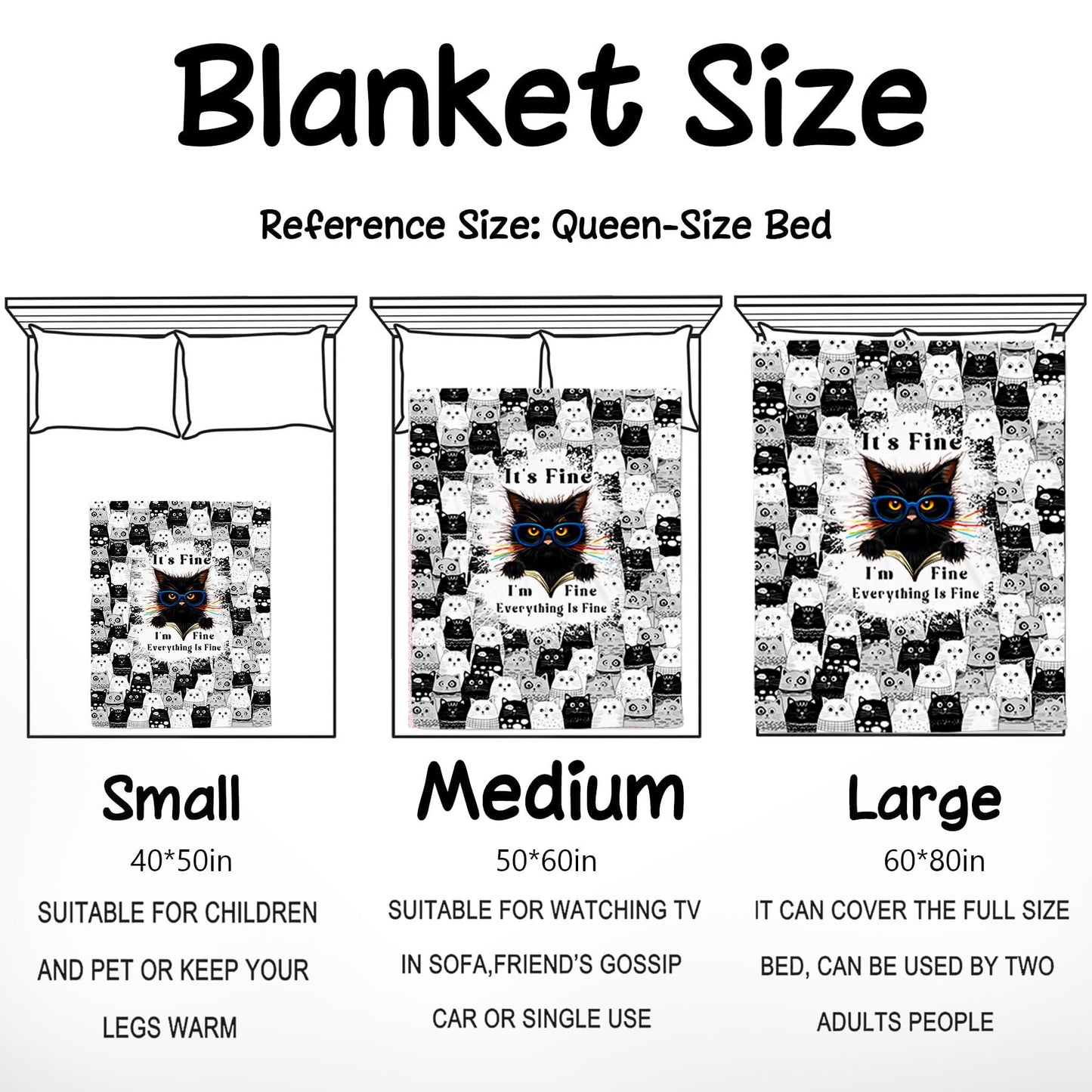 Cat Blanket Gifts for Cats Lovers Soft Flannel Cat Throw Blanket Birthday Gift Bedding Decor for Women Girls Kids Adults 50" X 40"