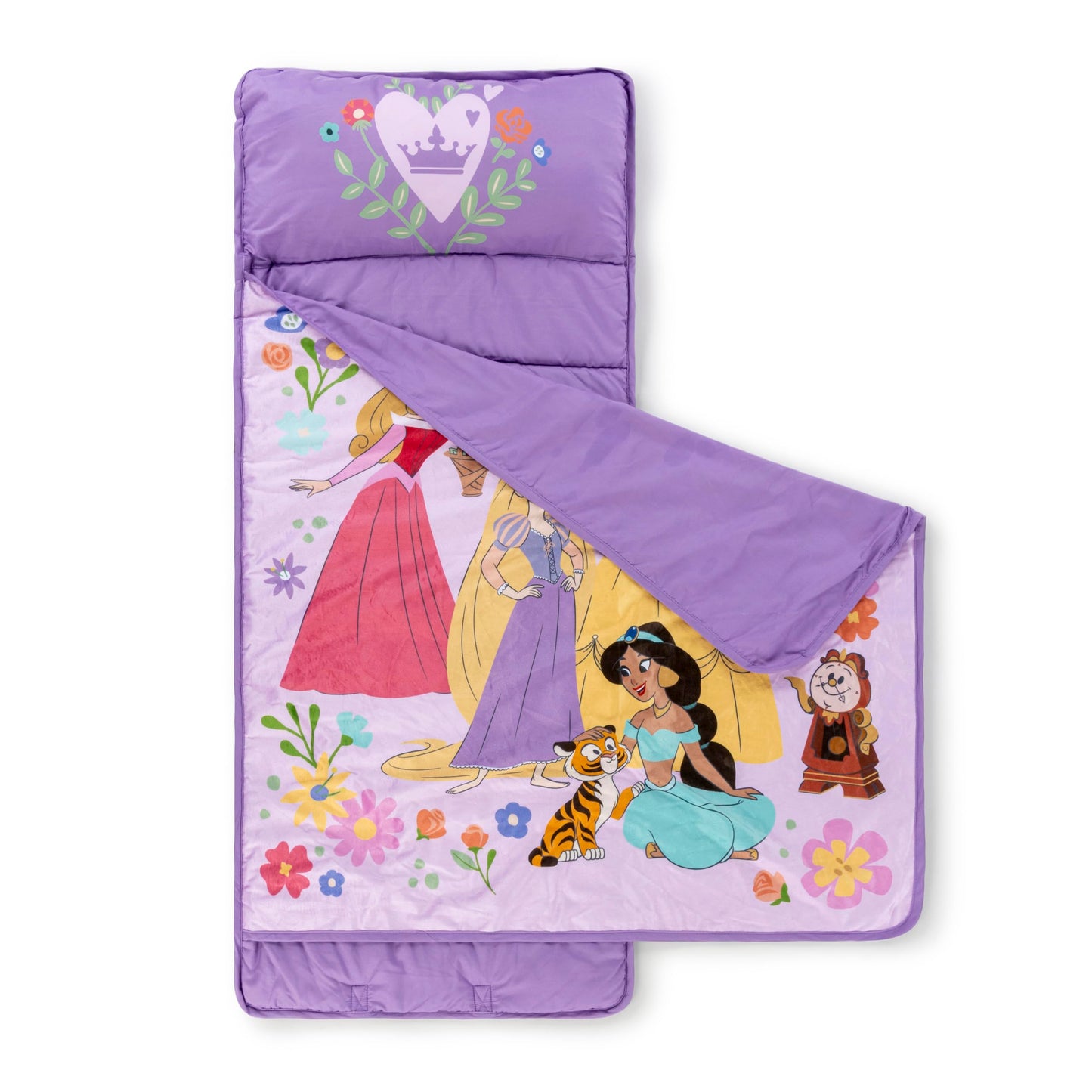 Jay Franco Kids Nap Mat with Embedded Pillow & Blanket – Soft 46"x20" Microfiber Sleeping Bag with Name Tag & Handle Pink - Disney Princess