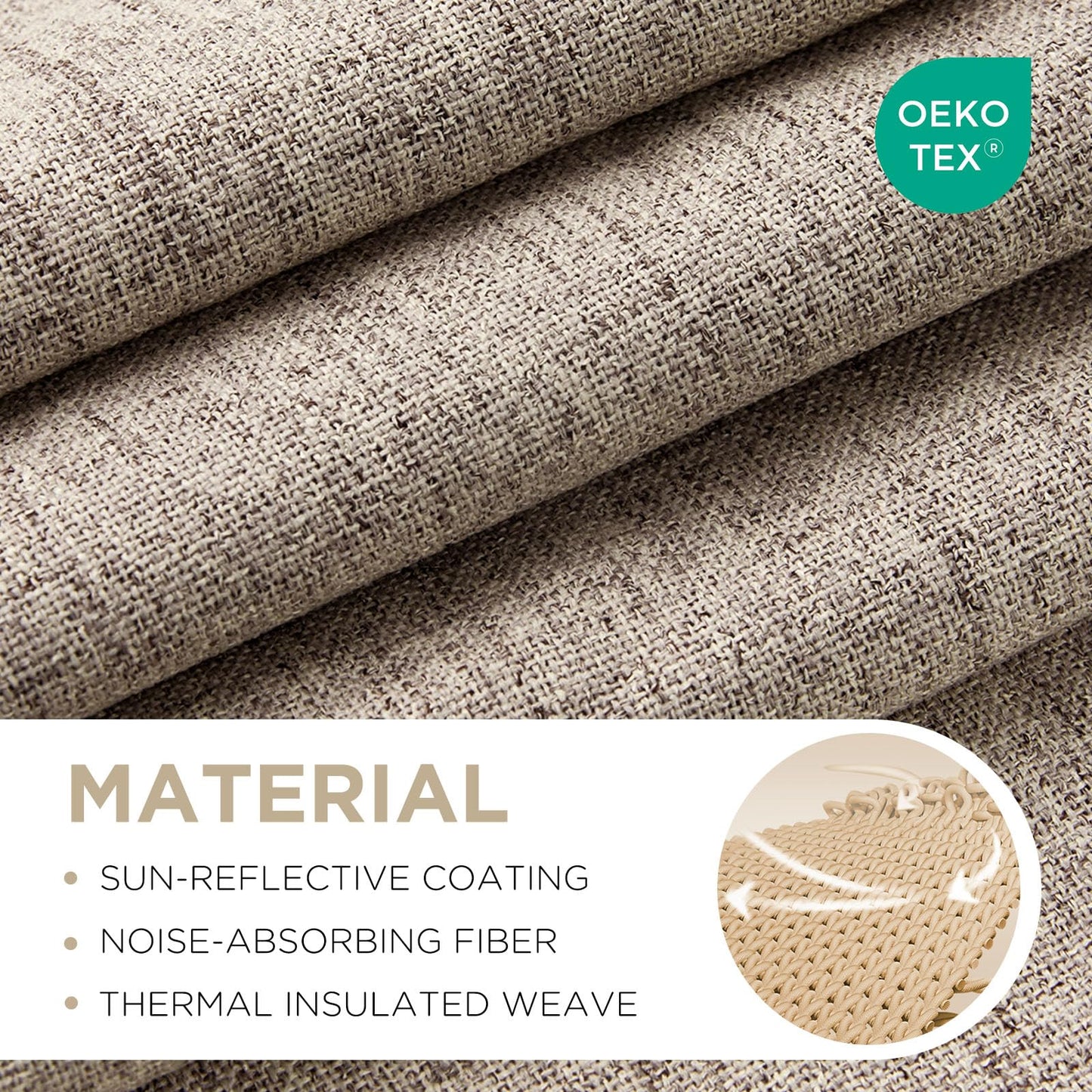 Joydeco 100% Blackout Curtains for Bedroom - Nature Linen 84 Inch Long Light Blocking 2 Panels Set, Rod Pocket & Back Tabs Living Room Drapes, Thermal Insulated Room Darkening Window Curtains