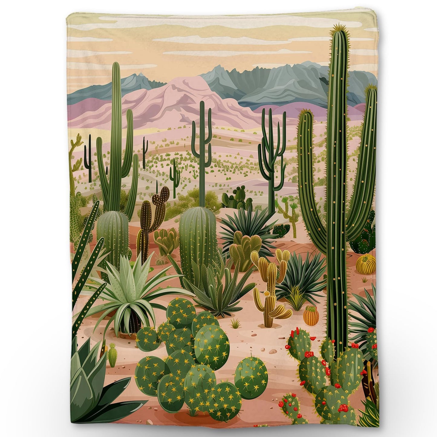Ti Caldi Cactus Blanket - Soft Cozy Lightweight Flannel Throw Blanket for Couch, Bed, Travel & Outdoor | Warm Fuzzy Blankets for Adults Kids Women Boys Girls 50×60 in