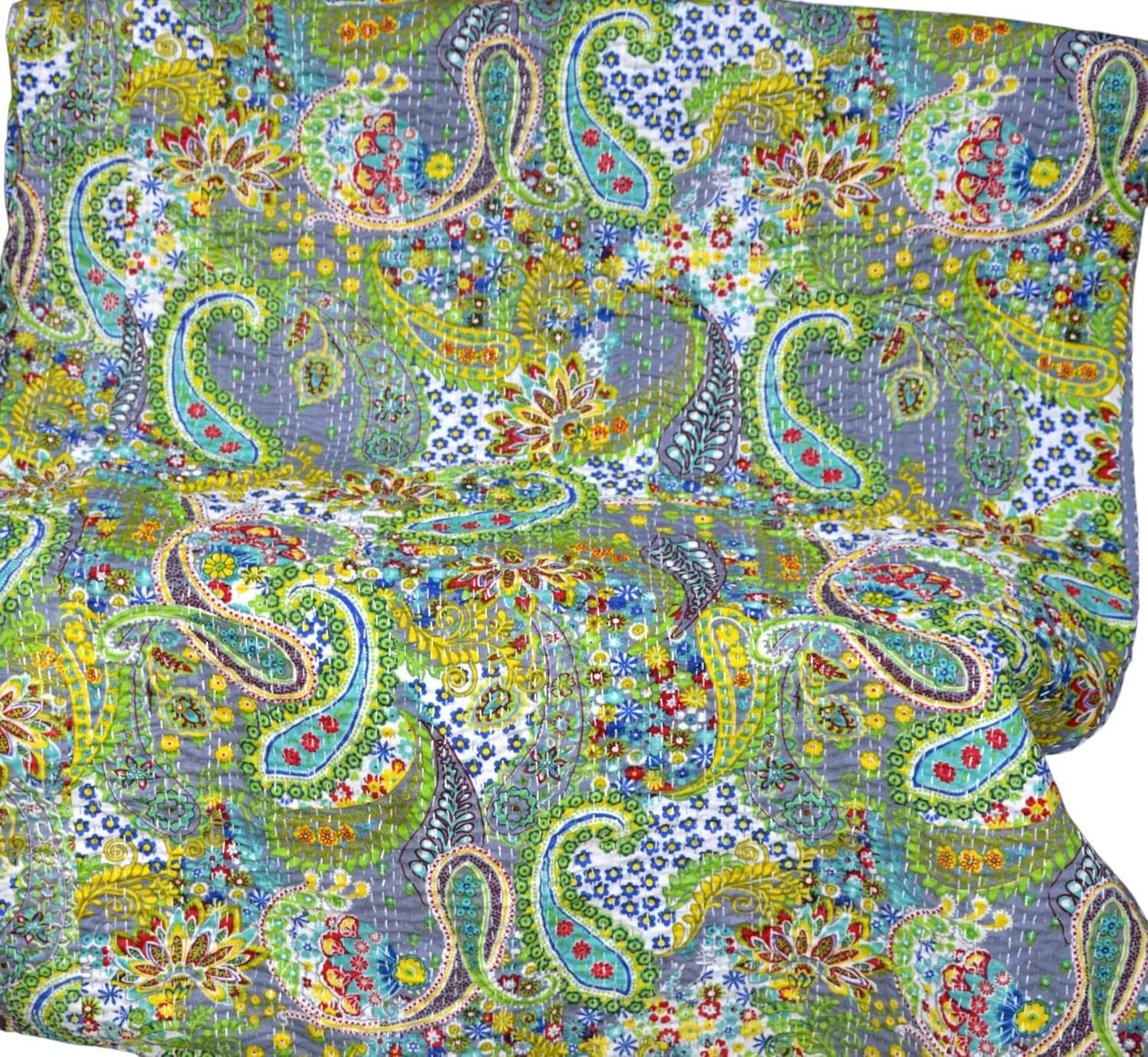 Arprani Indian Vintage Kantha Quilt Set Handmade Cotton Throw Blanket Bedspread gudari Paisley Bohemian bedspreads Boho Queen Size Quilt