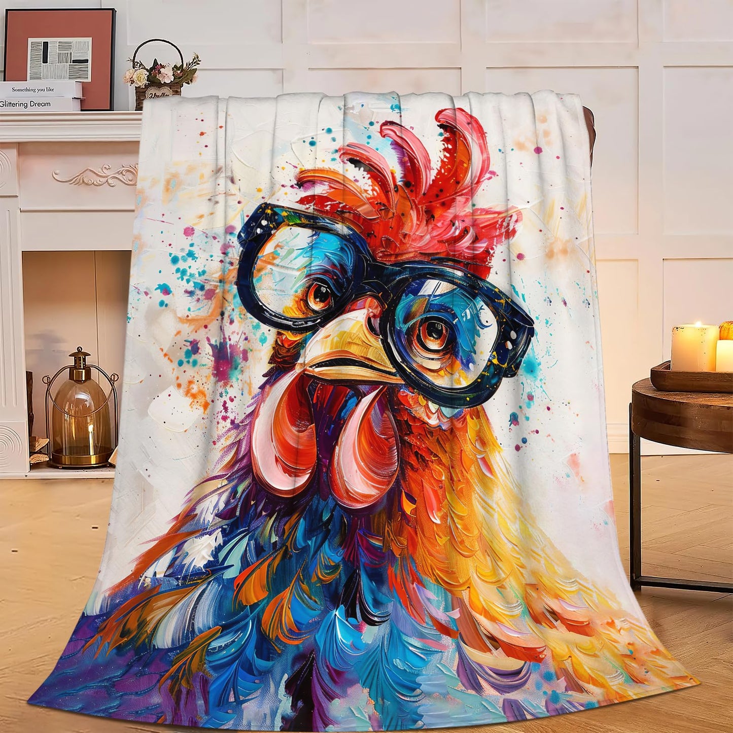 Chicken Blanket Rooster Throw Blanket Soft Warm Cozy Fuzzy Plush Roosters Throw Blanket Gifts for Girls Women Chicken Lightweight Fleece Flannel Gift Blankets for Kids Adults 40"X50"