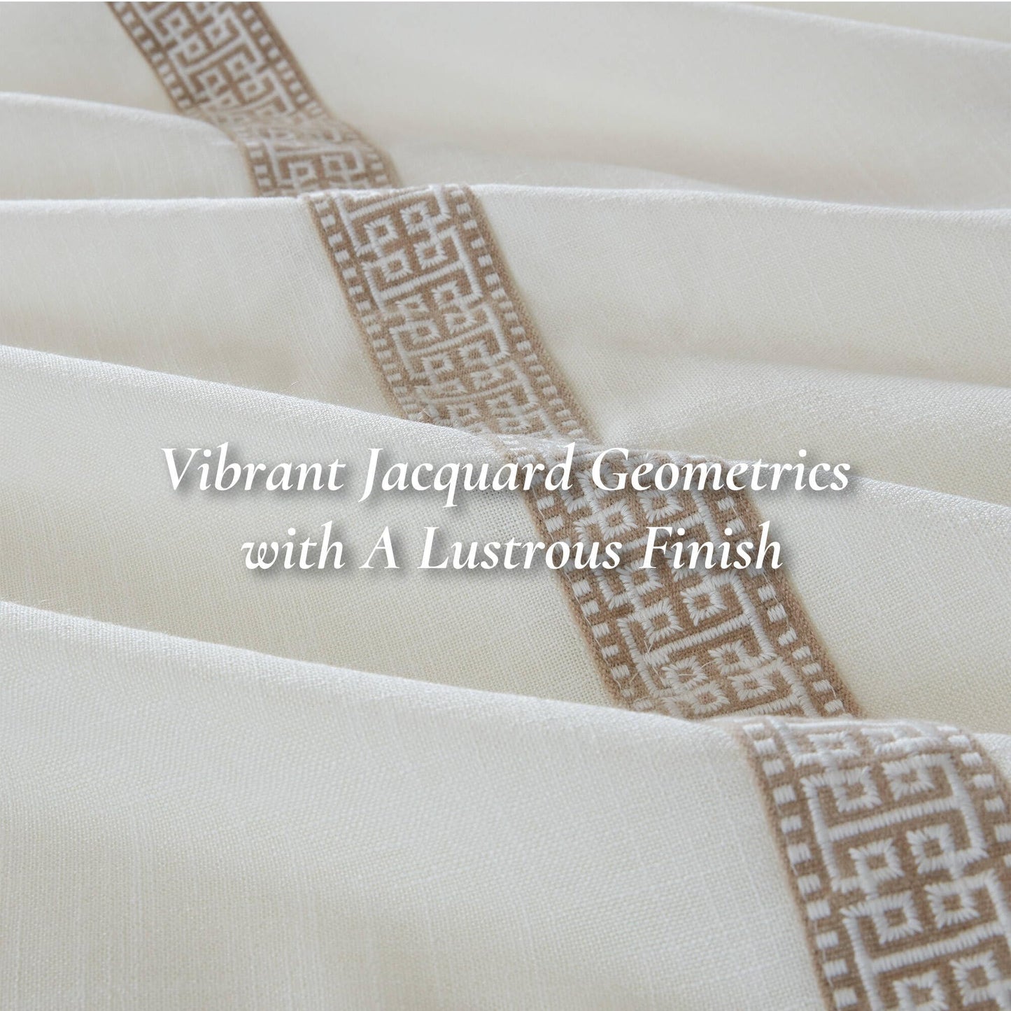 Madison Park Signature Oversized Queen Comforter Set, Luxury Hotel Style Bedding with Embroidered Details, All Season Down Alternative Comforter, Matching Shams&Decorative Pillows, Tan/Ivory, 8 Piece