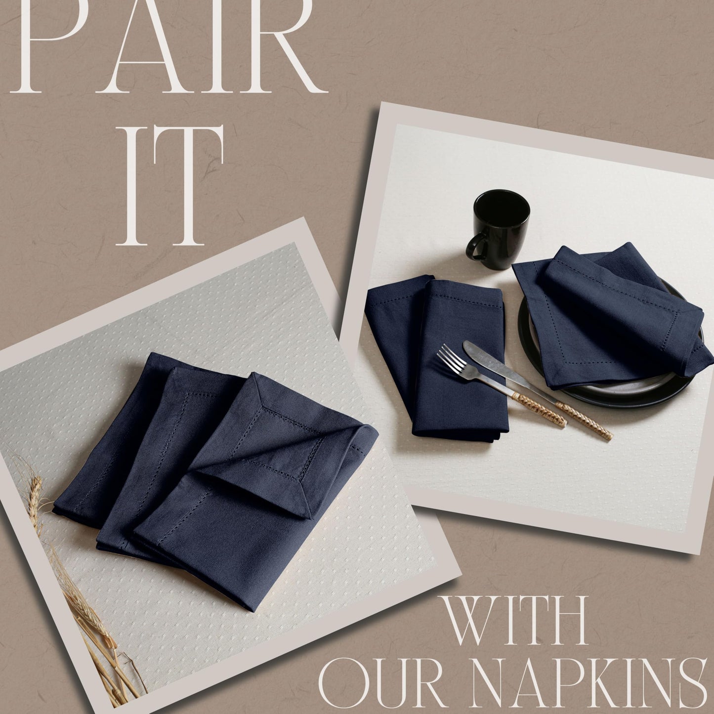 Native Fab Tablecloth 60x84 Inches - 100% Cotton, Durable, Wrinkle-Free, Machine Washable Table Cover for Dining Room, Banquets, Parties, Holiday, Events - Elegant, Easy Care, Home Décor - Navy Blue