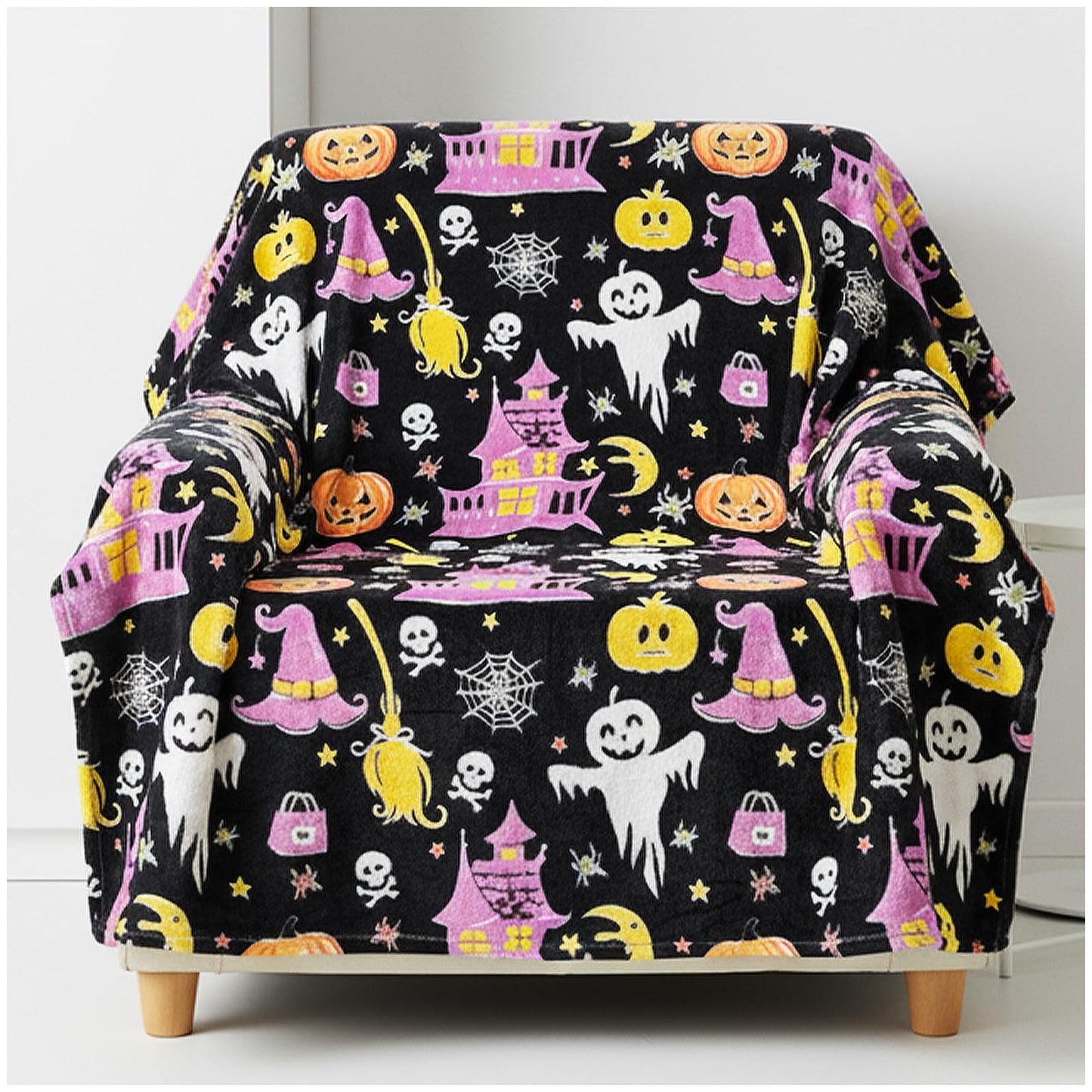 MATICAN Halloween Throw Blanket, 50" x 60" Glow in The Dark, Cozy, Plush Fleece, Midnight Glow Manor, Spooky Design