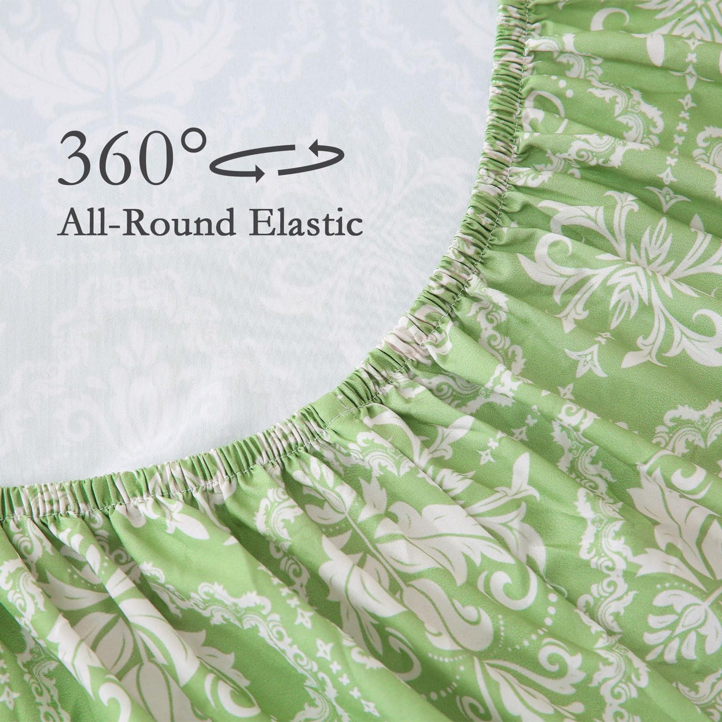 ChicView King Size Geometric Printed Sheet Set,4 Pieces Boho Style Breathable Soft Microfiber Bedsheets, Anti Pilling Deep Pockets Easy Care Bed Sheets, Sage Green