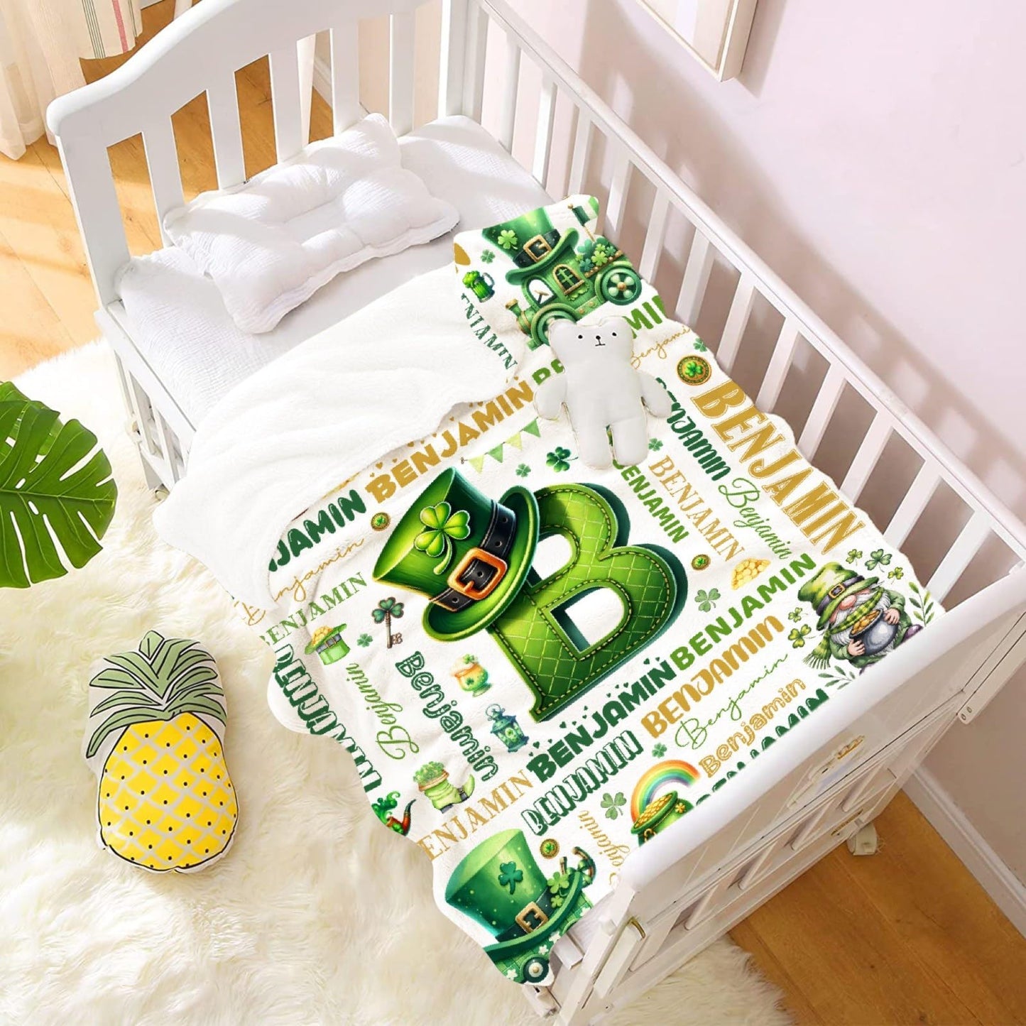 Personalized St Patrick's Day Blanket Soft Fuzzy Flannel Throw 40"x30" Decor for Bed Sofa