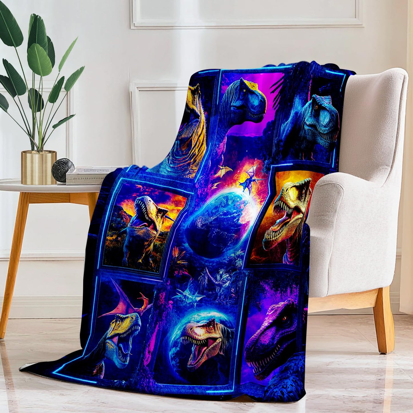 Dinosaur Blanket Dinosaur Fleece Throw Blanket Super Soft Fuzzy Plush Cozy Warm Dinosaurs Decor Stuffed Bedding Blankets Gift for Boys Girls Men Women Kids & Adult 50"x40"