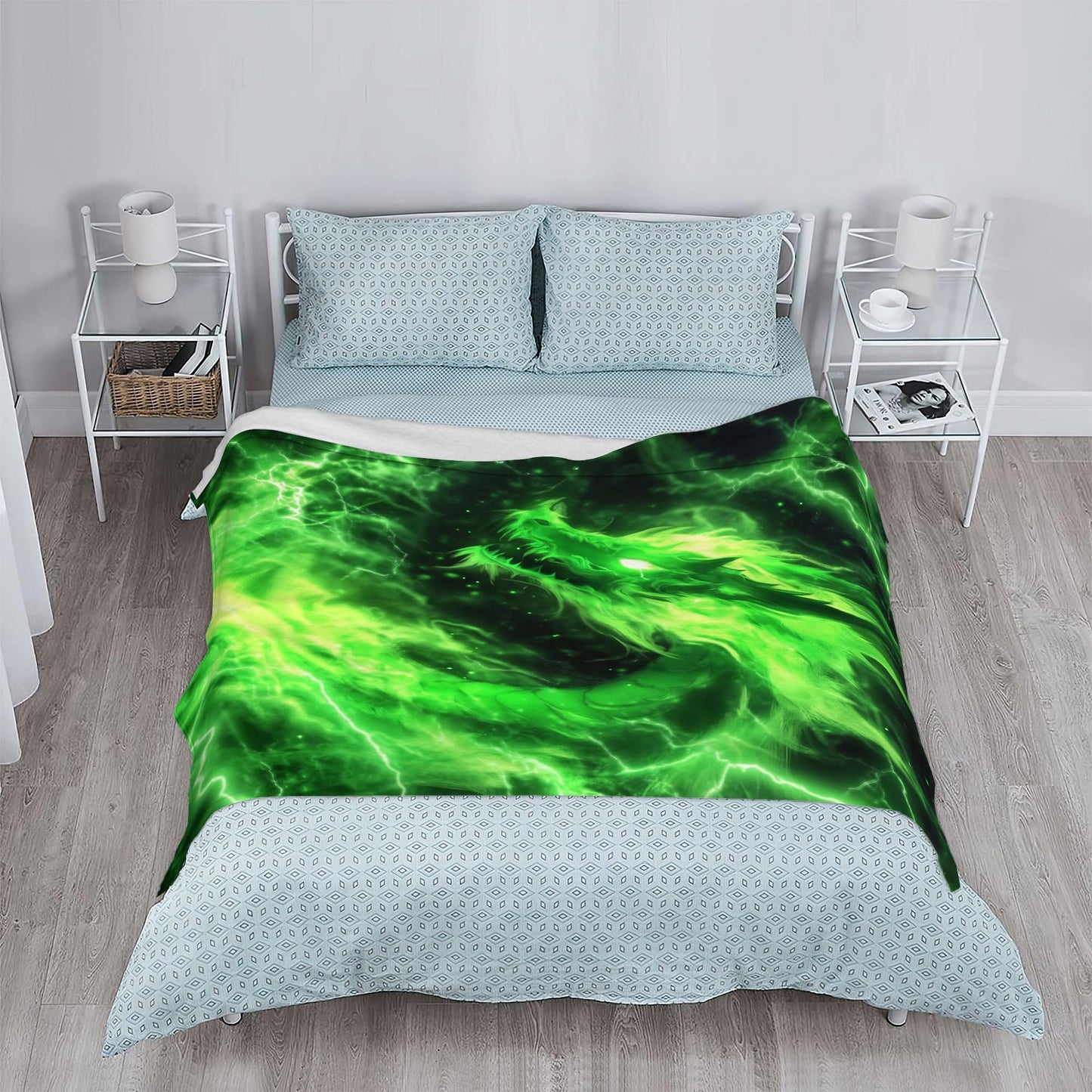 Snowmolle Green Dragon Fall Throw Blanket,Cool Cozy Plush Fluffy Blanket for Living Room Decor,Lightweight Fleece Throws for Couch,Bed,Traveling,Naps,Reading,50 X 60 Inch