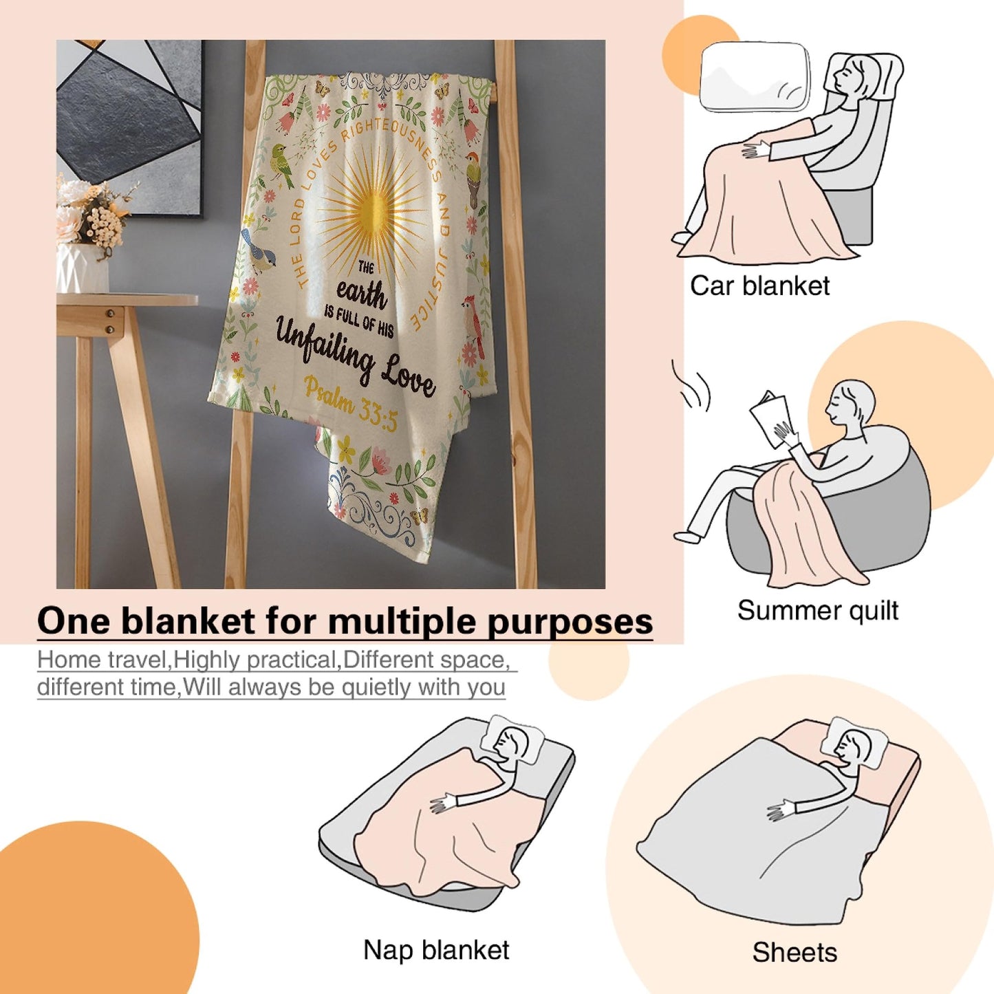 AMITAYUS Floral Scripture Bible Verse Throw Fleece Throw Sympathy Prayer Blanket Religious Christian Inspirational Gifts for Women Art Decor - 40''x50''
