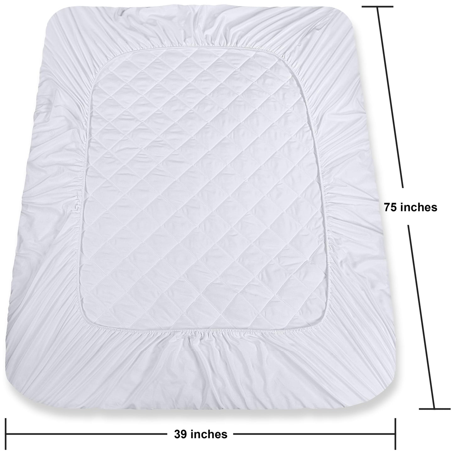 Quilted Fitted Mattress Pad, Twin Mattress Protector Topper with Deep Pocket Stretches up to 16 Inches, Machine Washable Mattress Cover by Utopia Bedding (White)