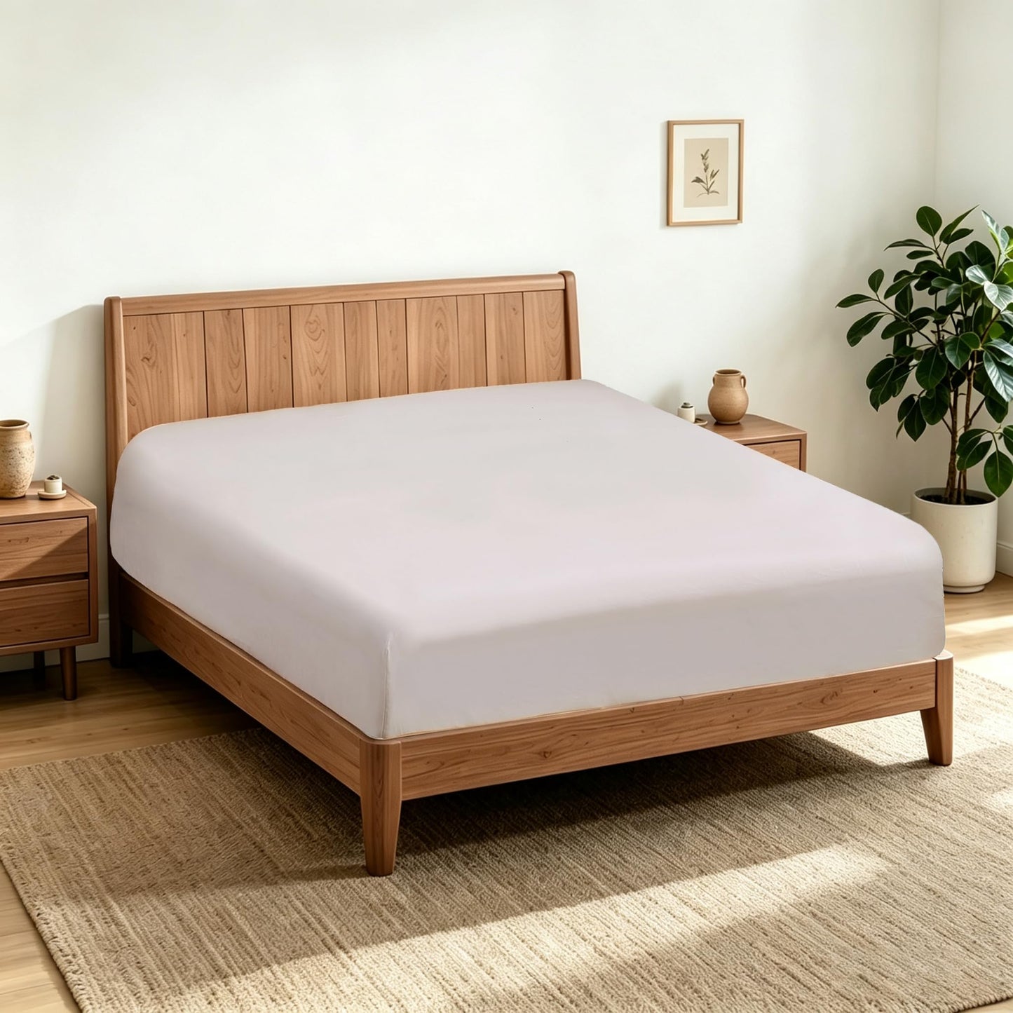 2 Pack Queen Fitted Sheets Only, 100% Egyptian Cotton, Super Soft 600 Thread Count Sateen, 16" Deep Pocket Bottom Sheets, Breathable Hotel Quality, Durable All-Around Elastic, Light Beige