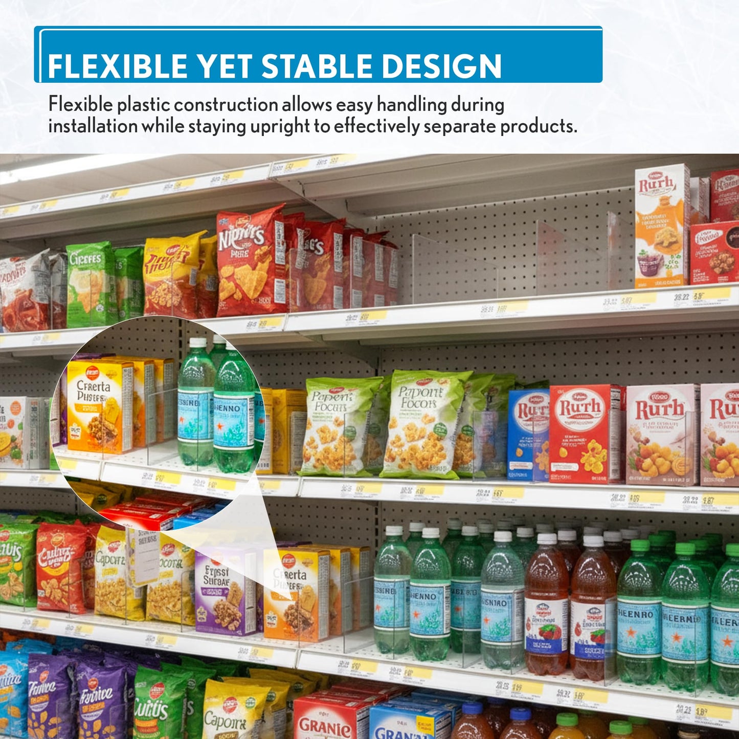 Shelf Dividers, 50 Pack, Self Adhesive, 3” H x 9.5” L Shelf Separators for Retail Shelving, Pantry & Closet Organization, Easy Stick 20 Mil Clear PVC, Product Display Dividers, Clip Strip Corp
