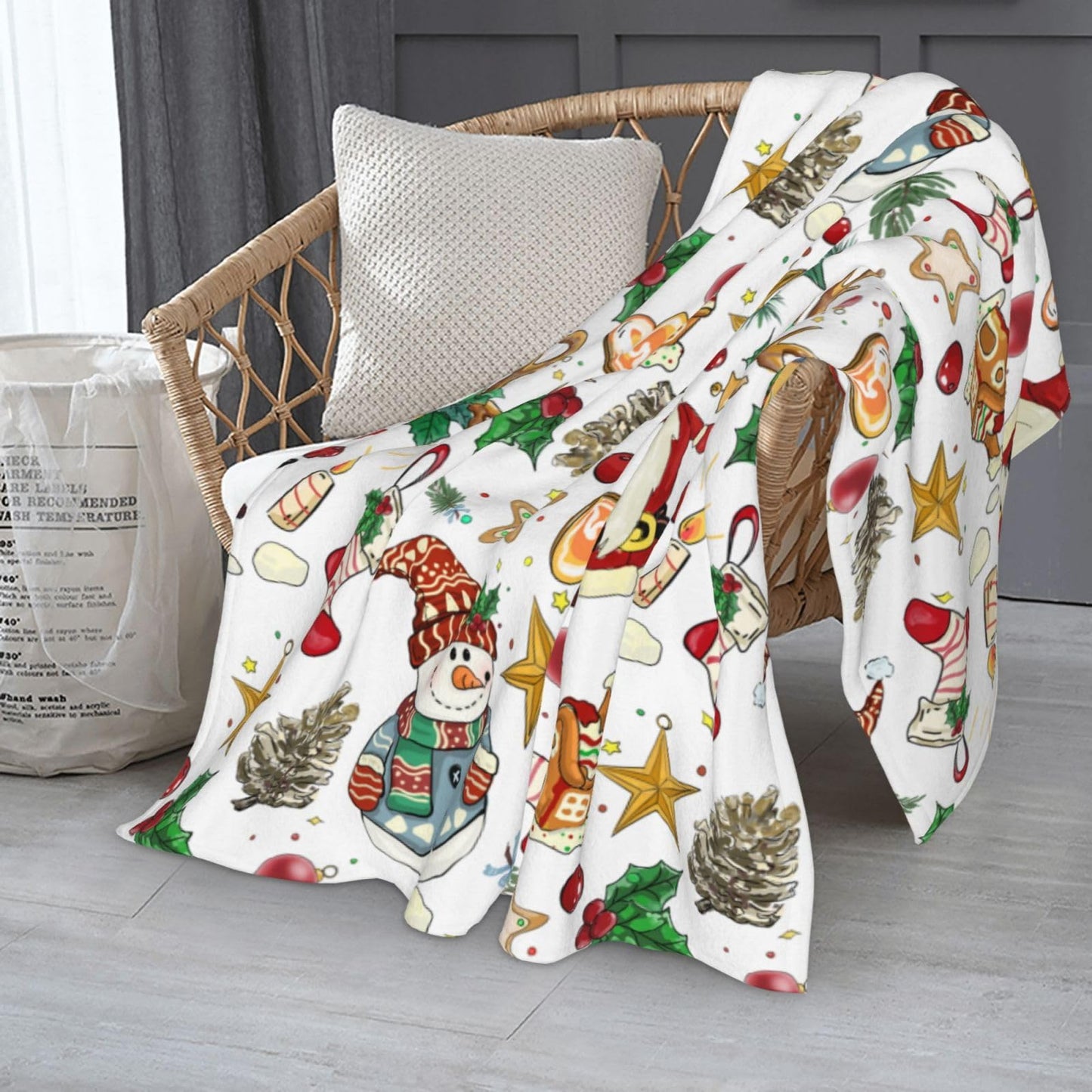 Christmas Santa Claus Snowman Throw Blanket Cozy Fluffy Plush Blanket Soft Flannel Throw Blanket for Kids Men Women Gift Sofa Bed Couch 50"x40" Christmas
