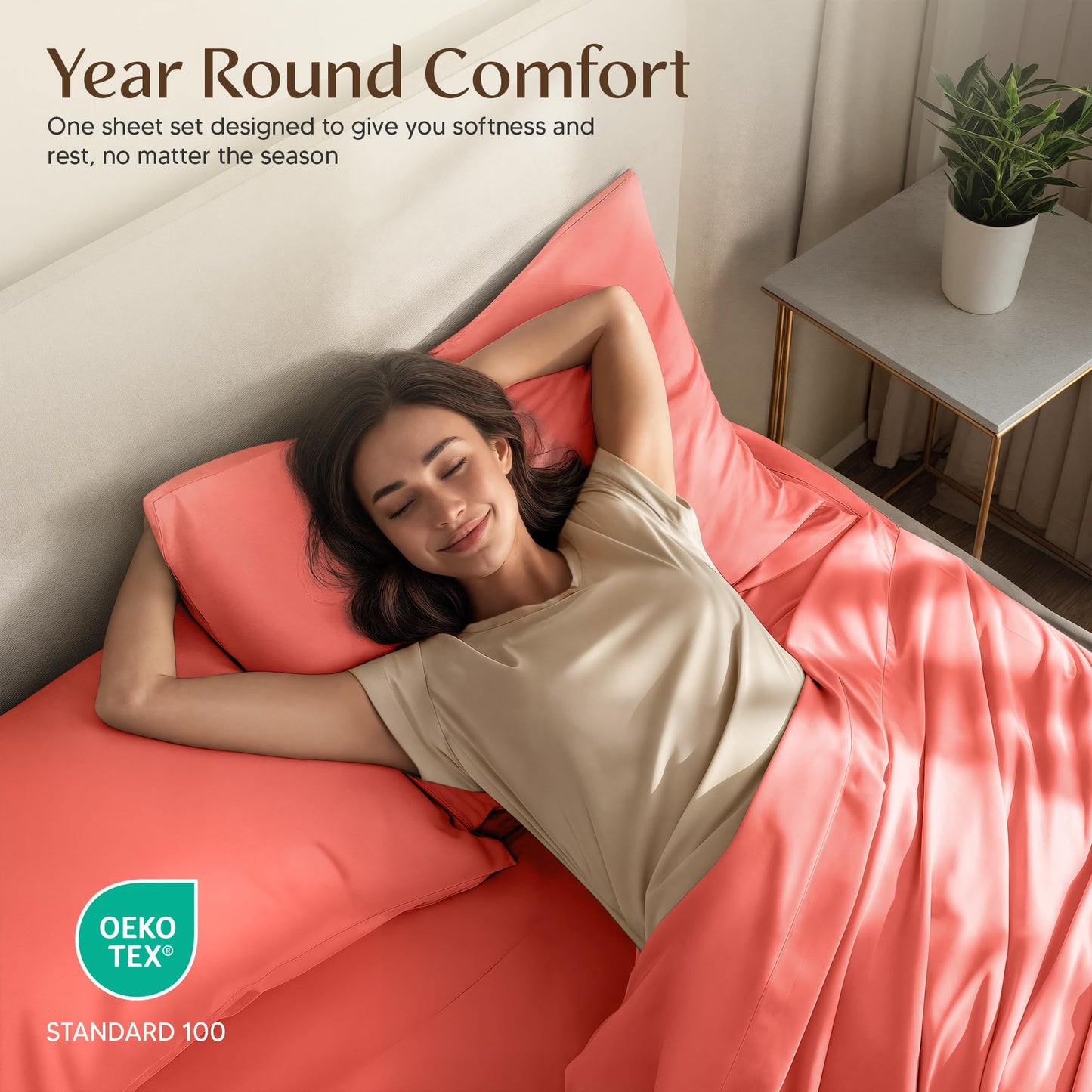 Utopia Bedding Queen Size Sheet Set – 4 Piece Bed Sheets, Soft and Breathable Microfiber, Includes 1 Fitted Sheet, 1 Flat Sheet and 2 Pillowcases – Oeko Tex (Coral)