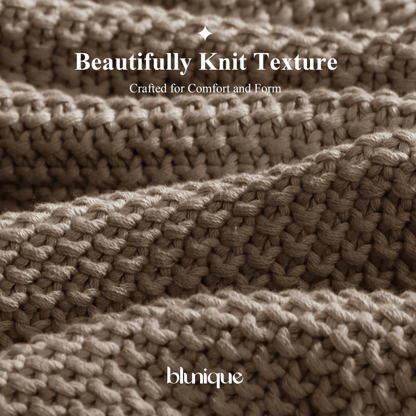blunique 100% Cotton Cable Knit Throw Blanket, Lightweight Soft Knit Blanket for Sofa Couch Bed, Breathable All-Season Throw, Cozy Decorative Blanket, 50 x 60 Inch,Taupe