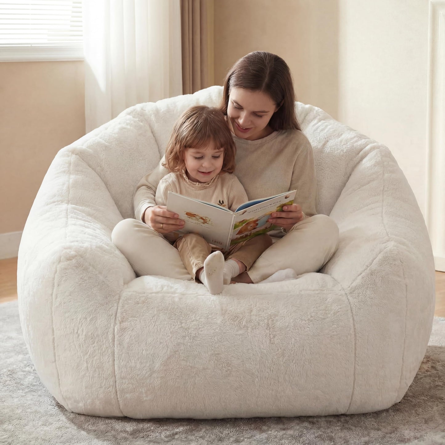 HUGHEAVEN Max Giant Bean Bag Chair, Oversized Bean Bag Sofa for Adults & Teens, Ultra-Soft Comfy Fluffy Floor Lounge Chair with Armrests, Large Bean Bag Couch for Gaming, Reading & Relaxing