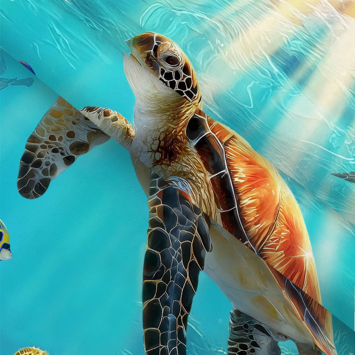 Sea Turtle Shower Curtain, Underwater World Shower Curtain for Kids Bathroom, Tropical Fish Coral Reef Ocean Theme Fabric Beach Shower Curtain Set with 12 Hooks, Coastal Decoration 72X72 with Hooks