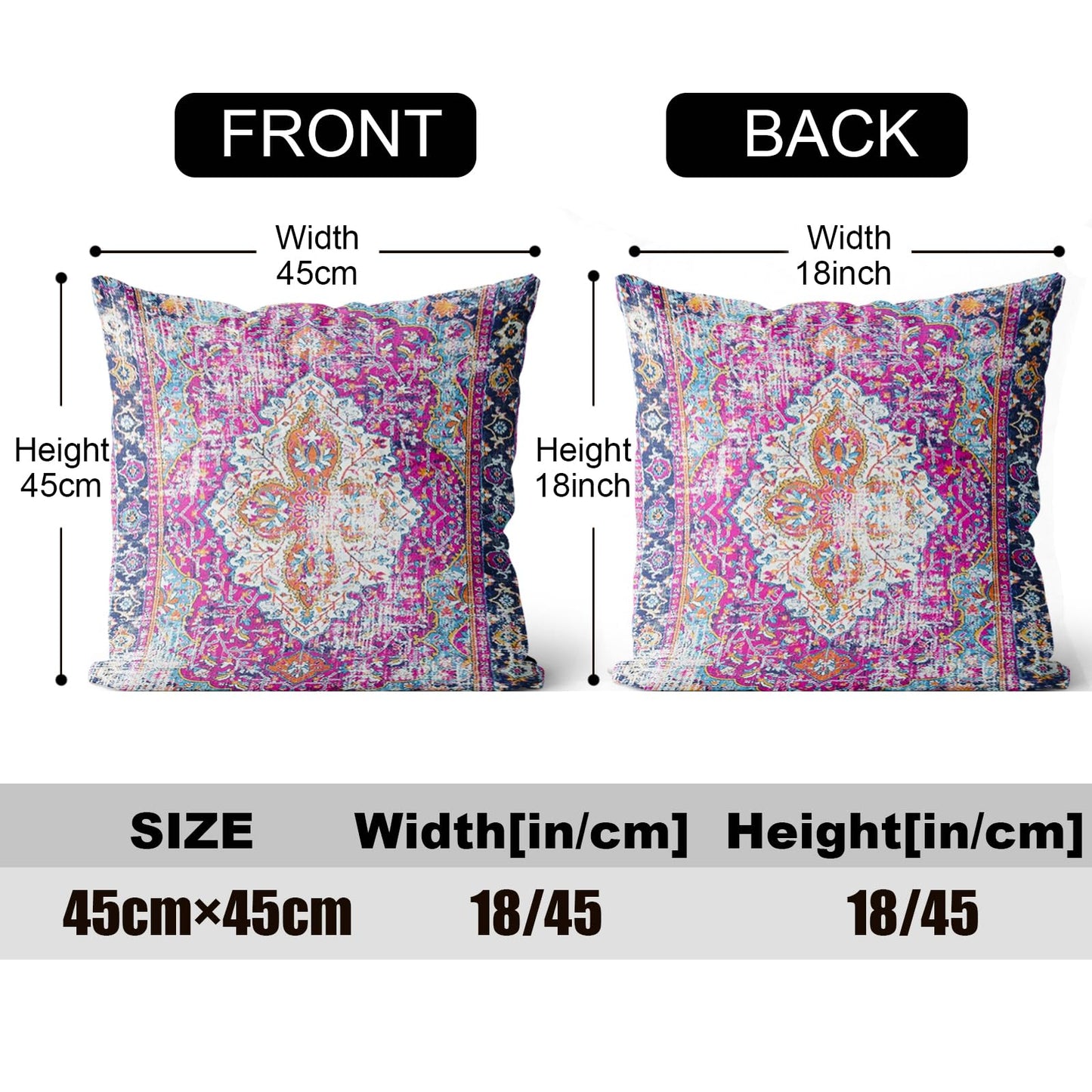 ZSYTZL Boho Throw Pillow Covers 18x18 inch Set of 2,Soft Pillowcases Bohemia Carpet Printing Pattern Decorative Sofa Living Room Bed Square Pillow Case Cushion Cover-Purple