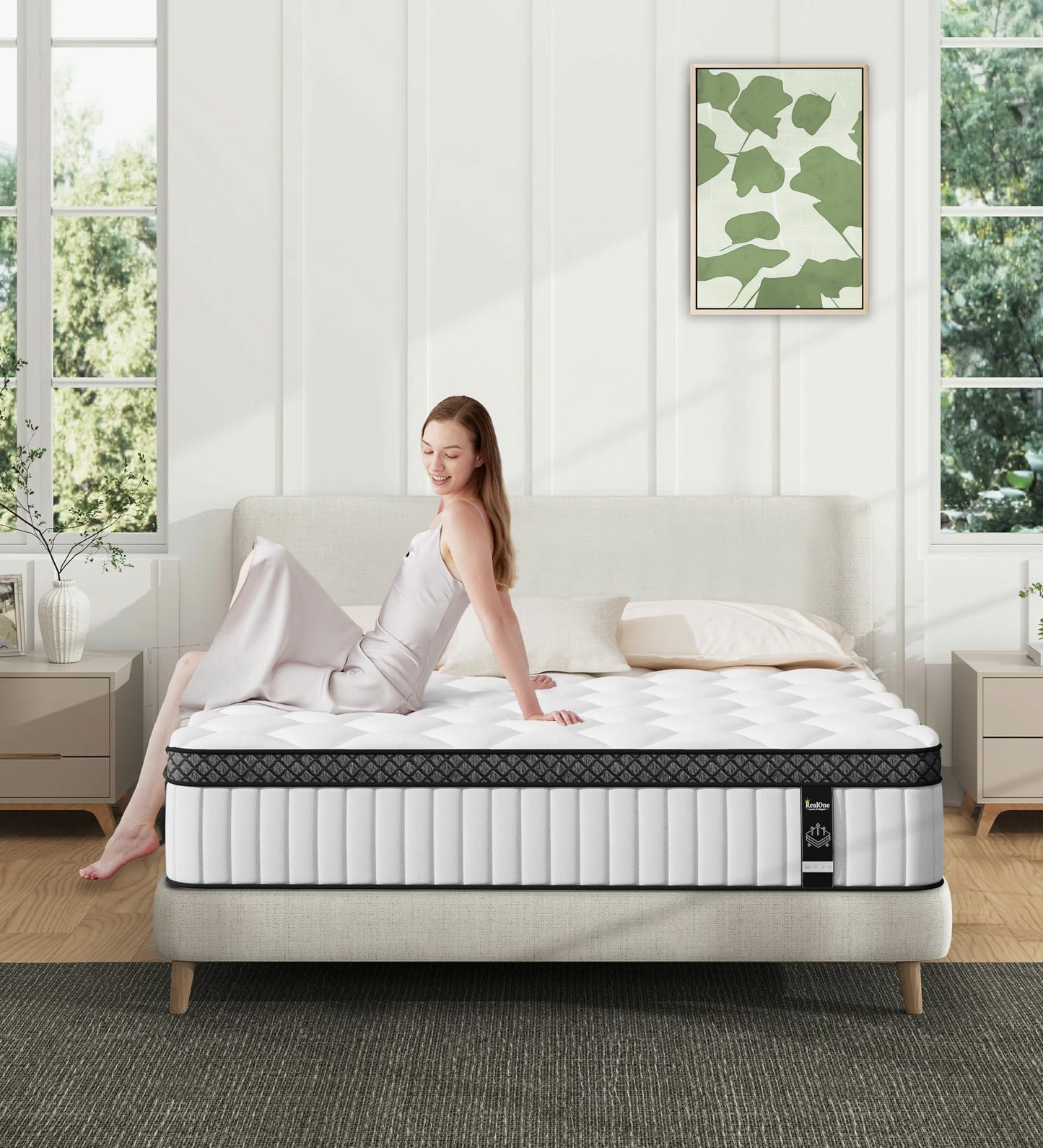 REALONE Full Mattress,10 Inch Hybrid White Mattresses,Gel Memory Foam Spring Mattress in a Box,Medium Firm Pressure Relief