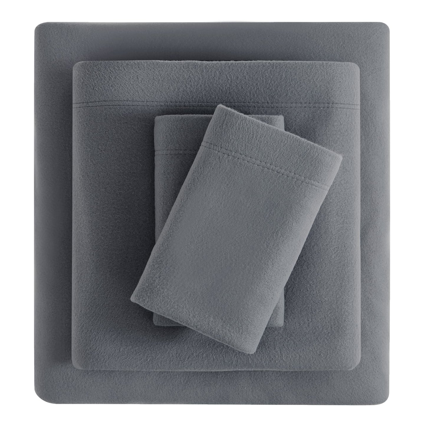 Viviland Plush Micro Fleece Full Bed Sheet Set - Soft Polar Fleece Velvet Sheets - Extra Warm Winter Flannel Bed Sheets with Deep Pocket - Dark Gray - Full