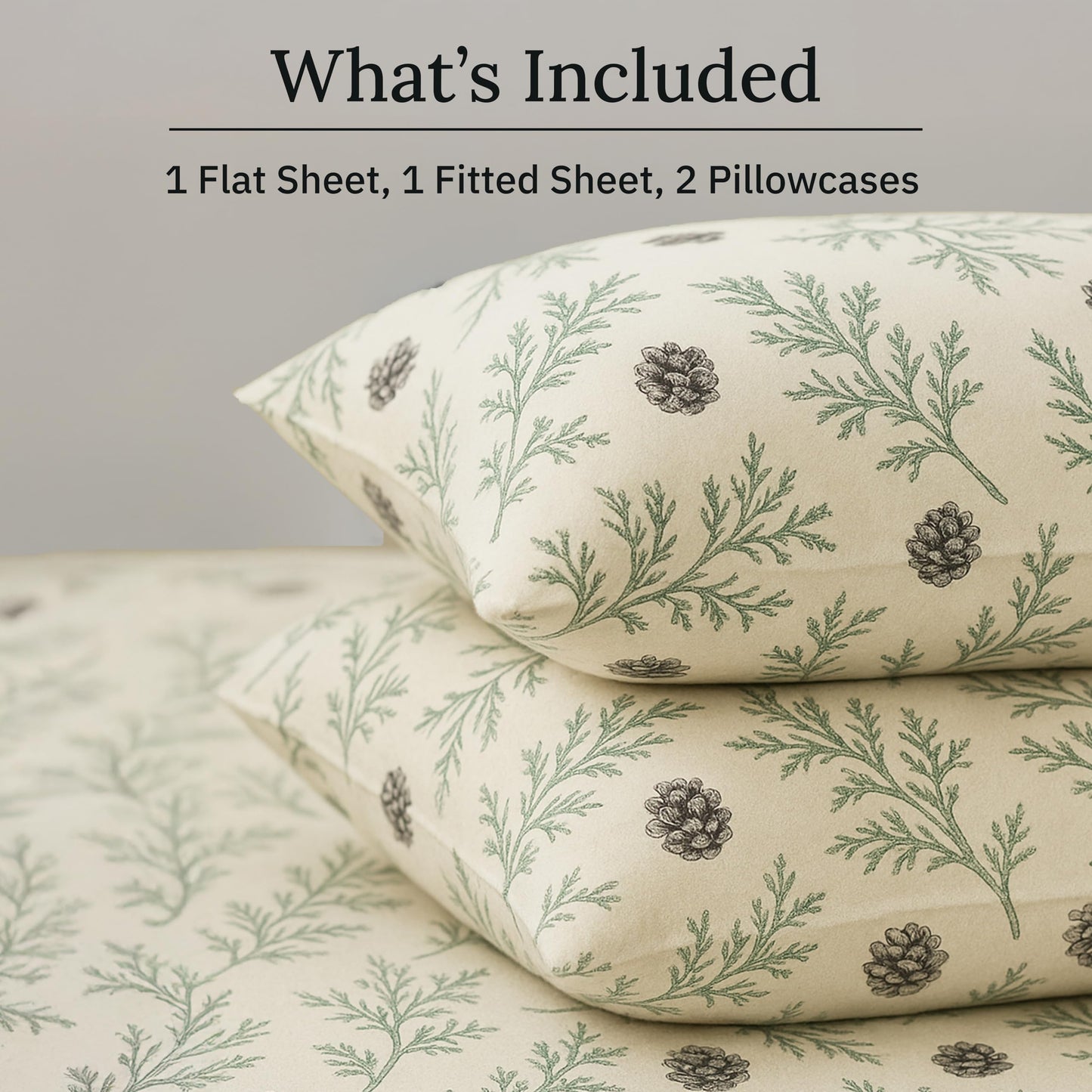 California Design Den Flannel Sheets Queen Size Bed Set - Made in Portugal 100% Cotton, Thick, Velvet Soft 4-Piece Queen Size Sheet Set, Triple-Brushed with Extra Deep Pockets - Woodland Motif
