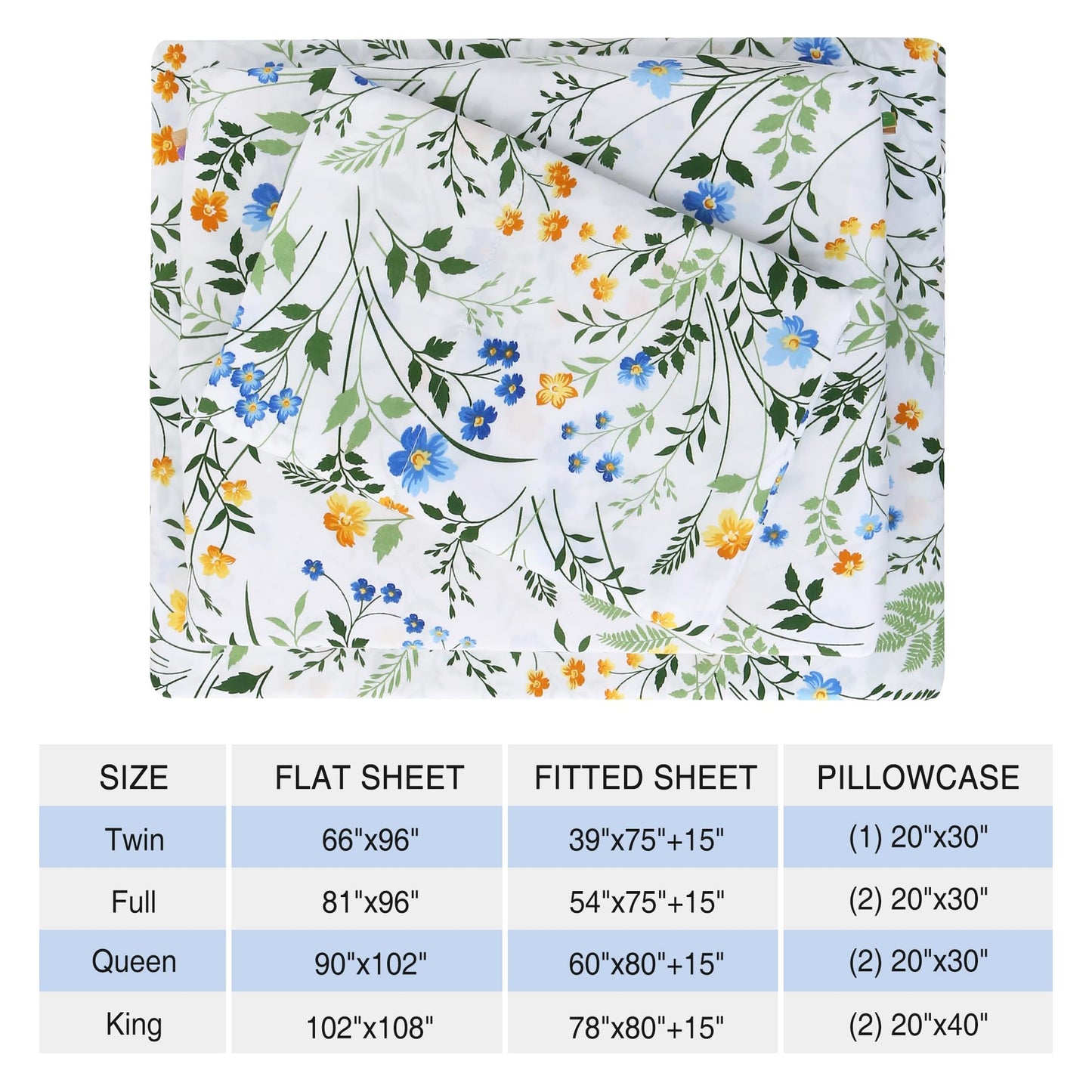 Viviland Queen Bed Sheet Set - 4 Piece Double Brushed Microfiber Bedding - Deep Pocket Up to 15", Ultra Soft, Breathable & Wrinkle Resistant Skin-Friendly Cooling Sheets for Adult - Sunlit Field(Q)
