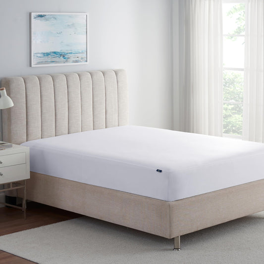 Serta Power Guard Mattress Encasement, 60" x 80", Quiet, Breathable and Waterproof Mattress Protector with Zipper, 18" Elastic Deep Pocket for Secure Fit, Queen, White