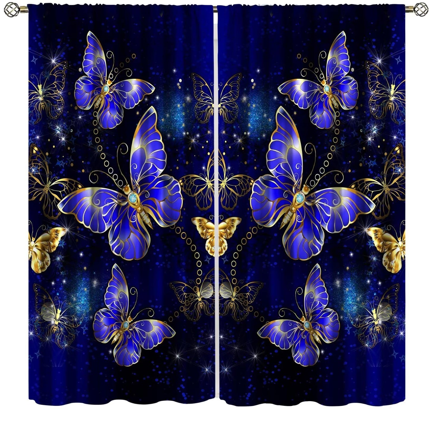 Yearn Jear Golden Butterfly Curtains,Modern Abstract Style DecorWindow Door Curtains for Kids Girls Bedroom Living Room Home Decor W42xL45in Decor