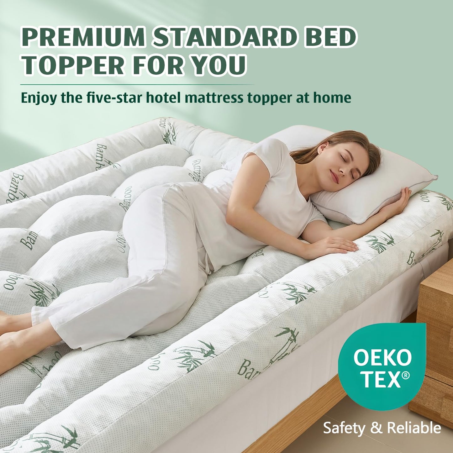 5 Inch Memory Foam Mattress Topper King Size, Breathable Viscose Made from Bamboo Pillow Top Mattress Pad Cover, Ultra Soft Bed Topper with 2000 GSM Foam Filling for Pain Relief, White,78x80x5 in