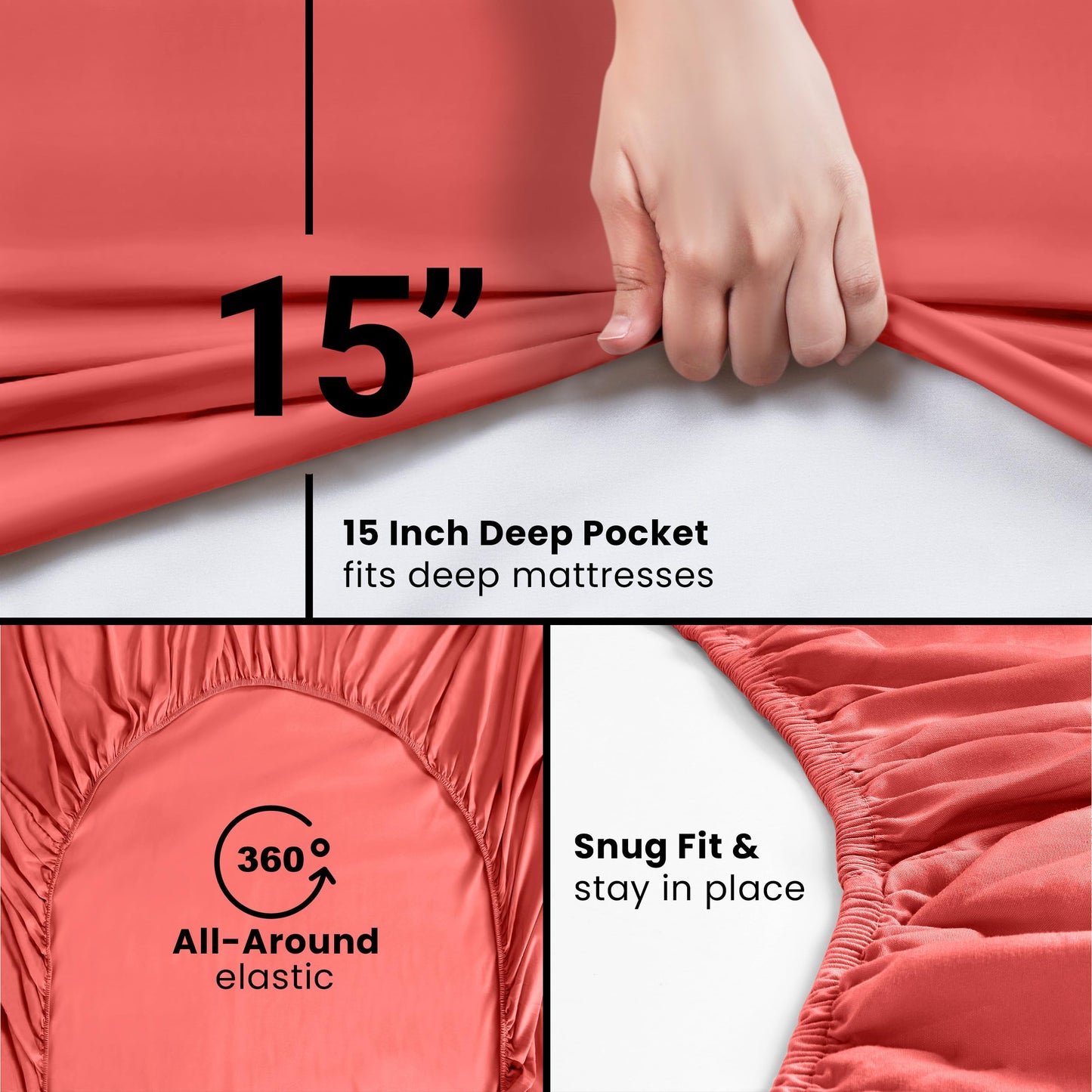 Utopia Bedding Full Fitted Sheet - Bottom Sheet - Deep Pocket - Soft Microfiber -Shrinkage and Fade Resistant-Easy Care -1 Fitted Sheet Only (Coral)
