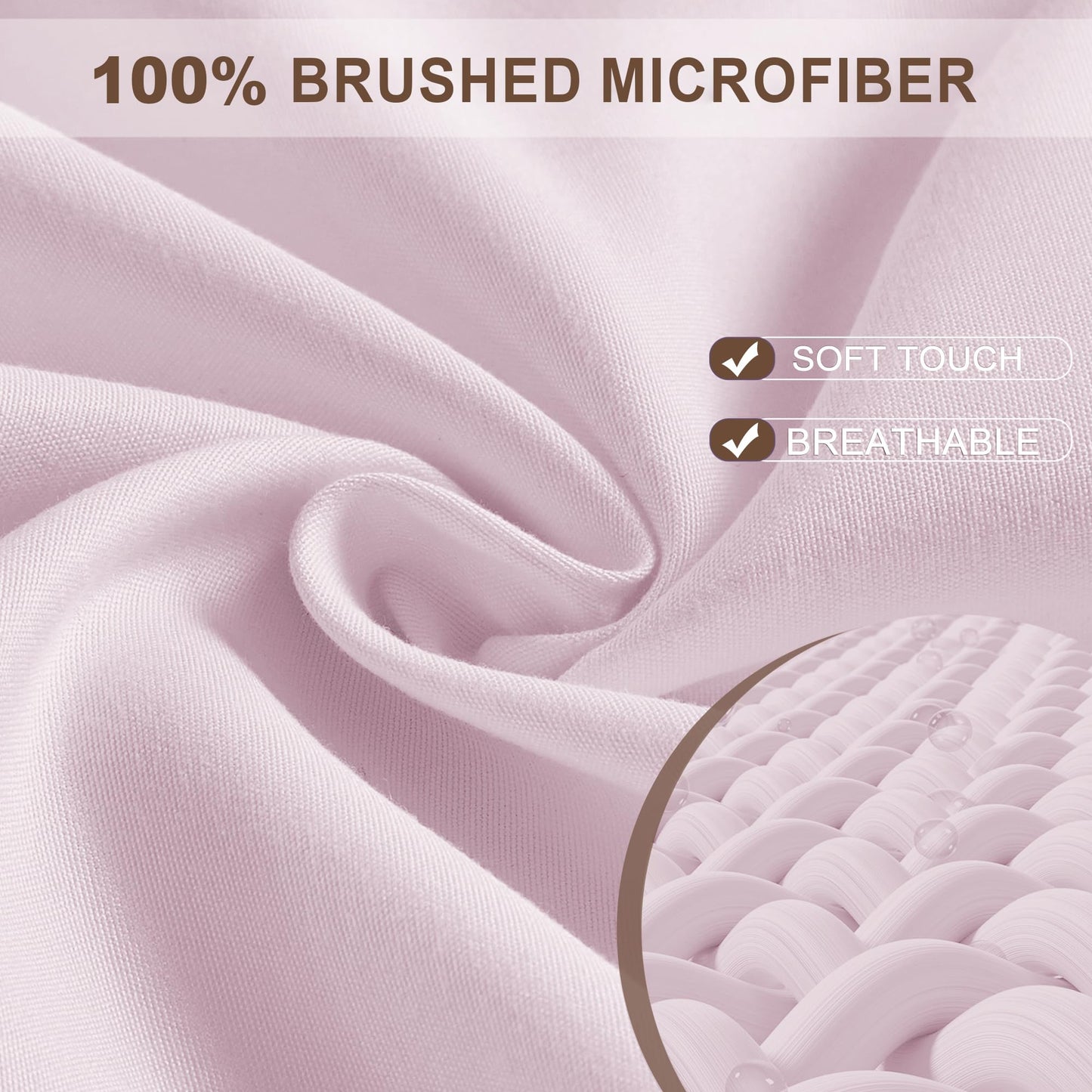 FreshCulture Queen Fitted Sheet - Hotel Quality, Ultra Soft & Breathable Brushed Microfiber, Deep Pocket, Cooling Fitted Sheets for Queen Size Bed (Light Pink)